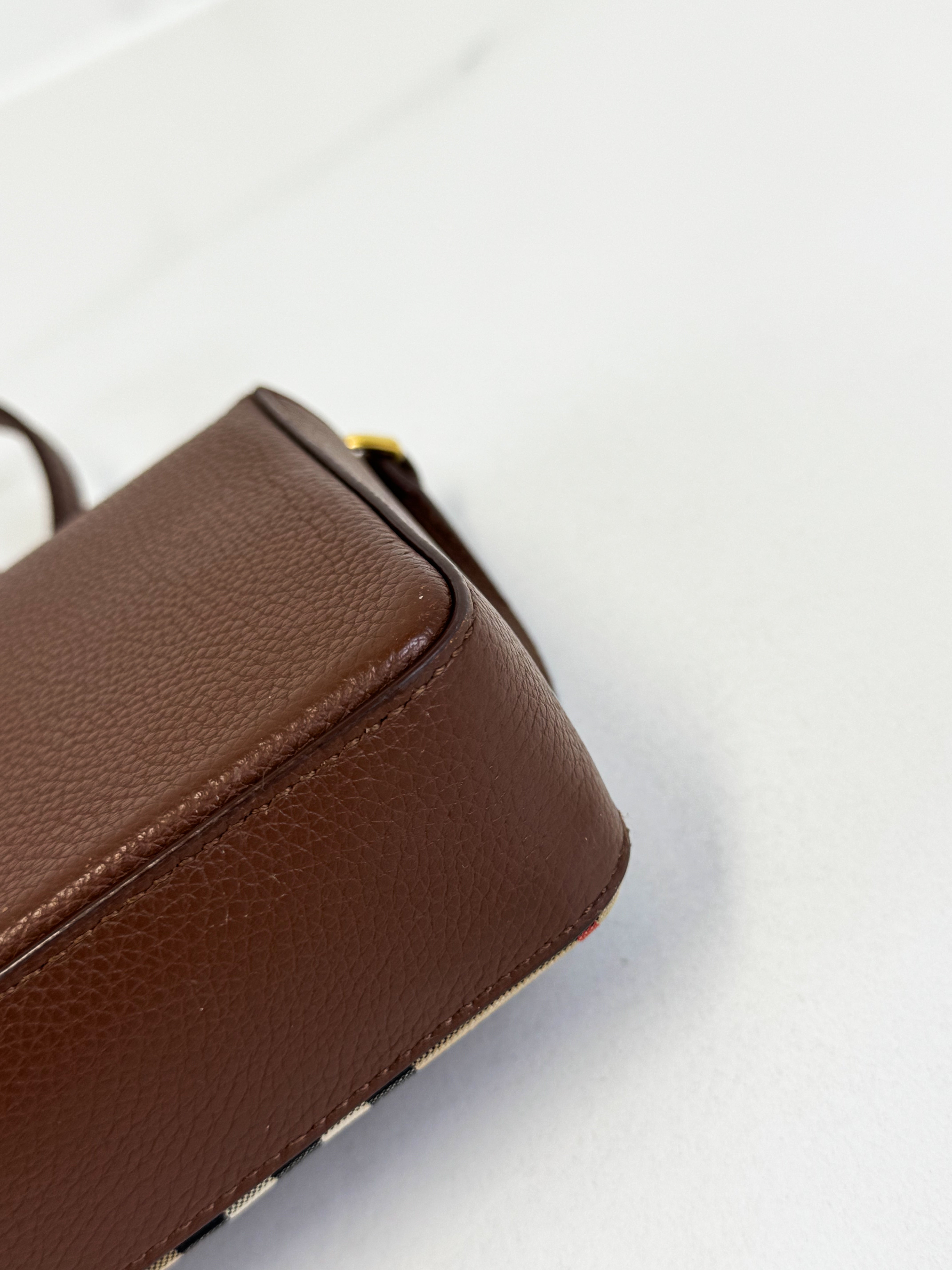Burberry Leather and Vintage Check Note Crossbody Bag