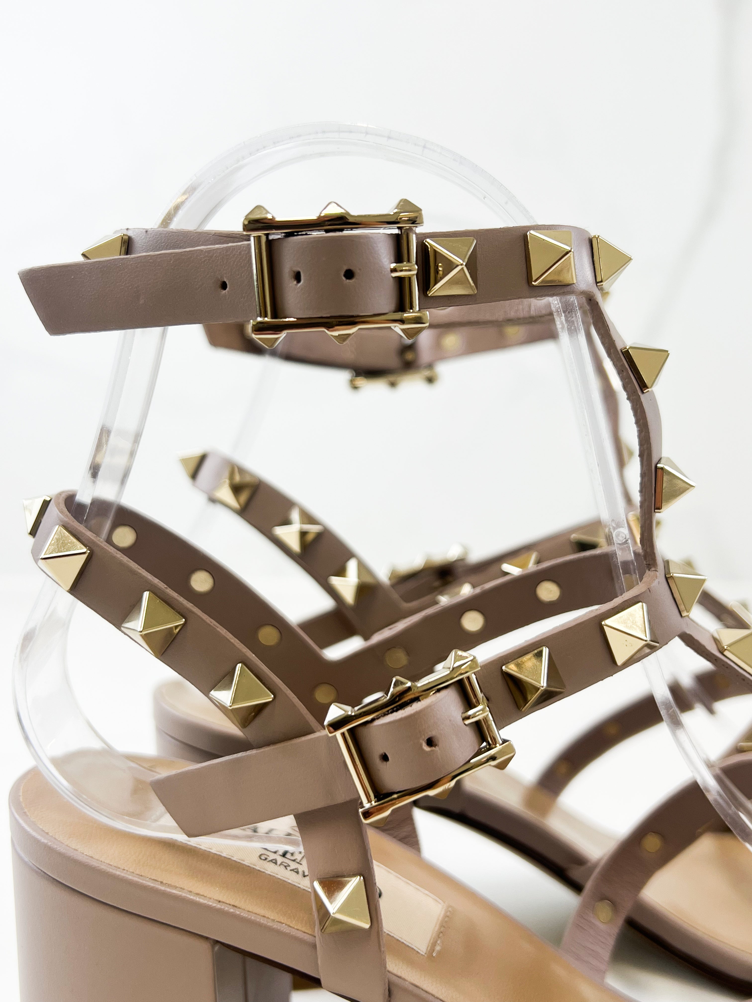 Valentino Rockstud Caged Poudre Sandal Size 36