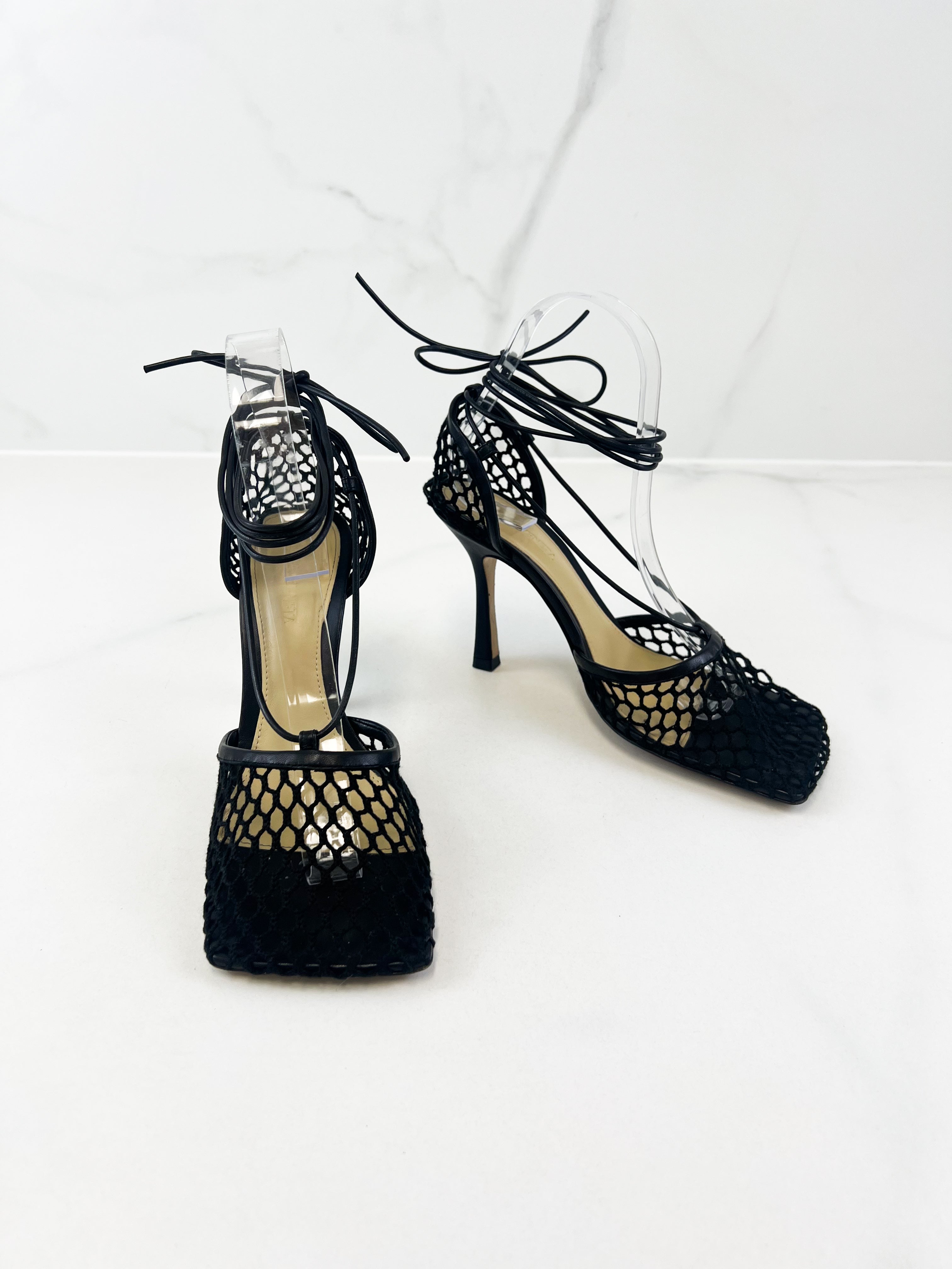 Bottega Veneta Stretch Lace Up Sandal Heel Size 37