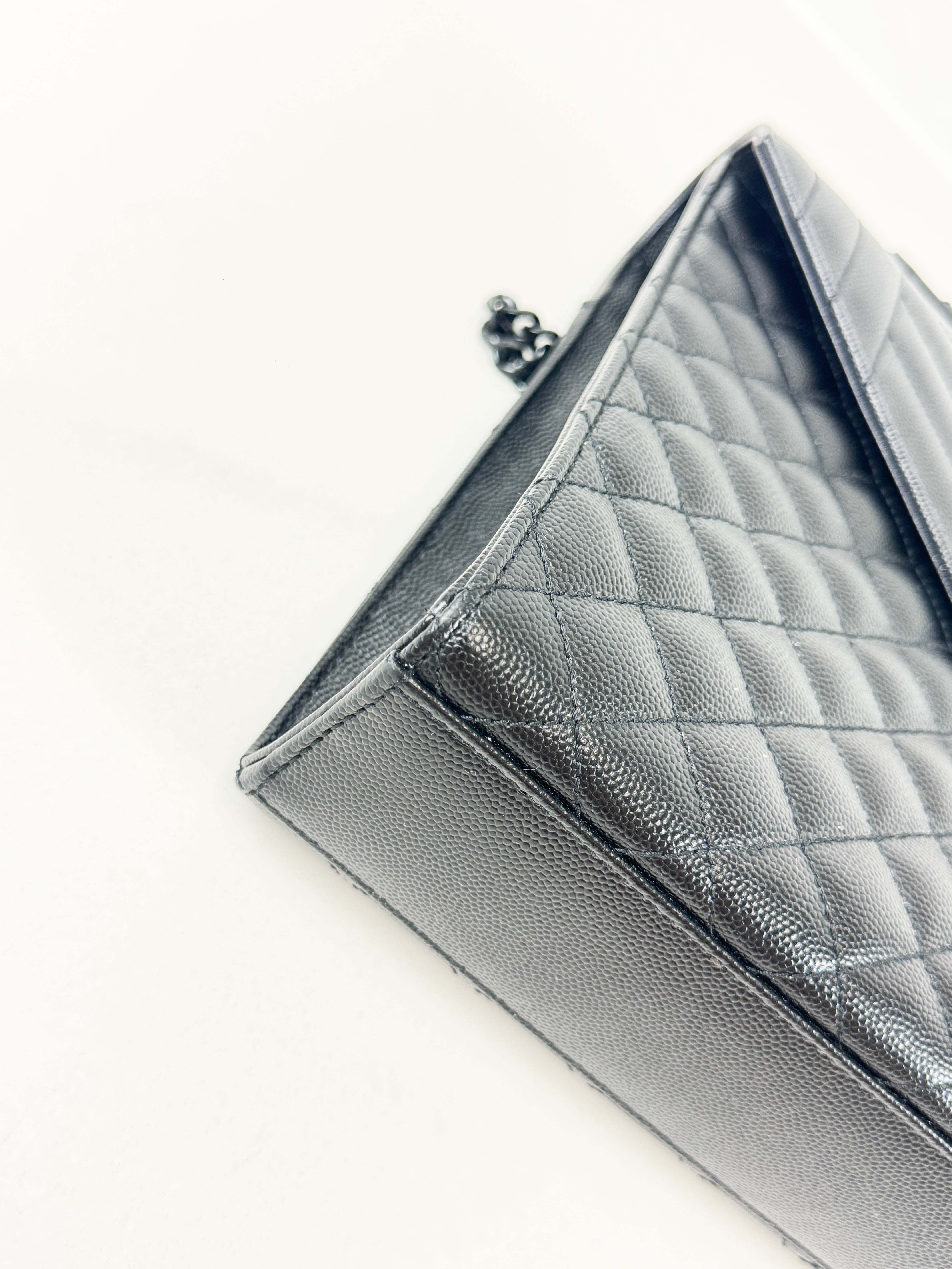 Saint Laurent Black Large Envelope Bag with Black Hardware