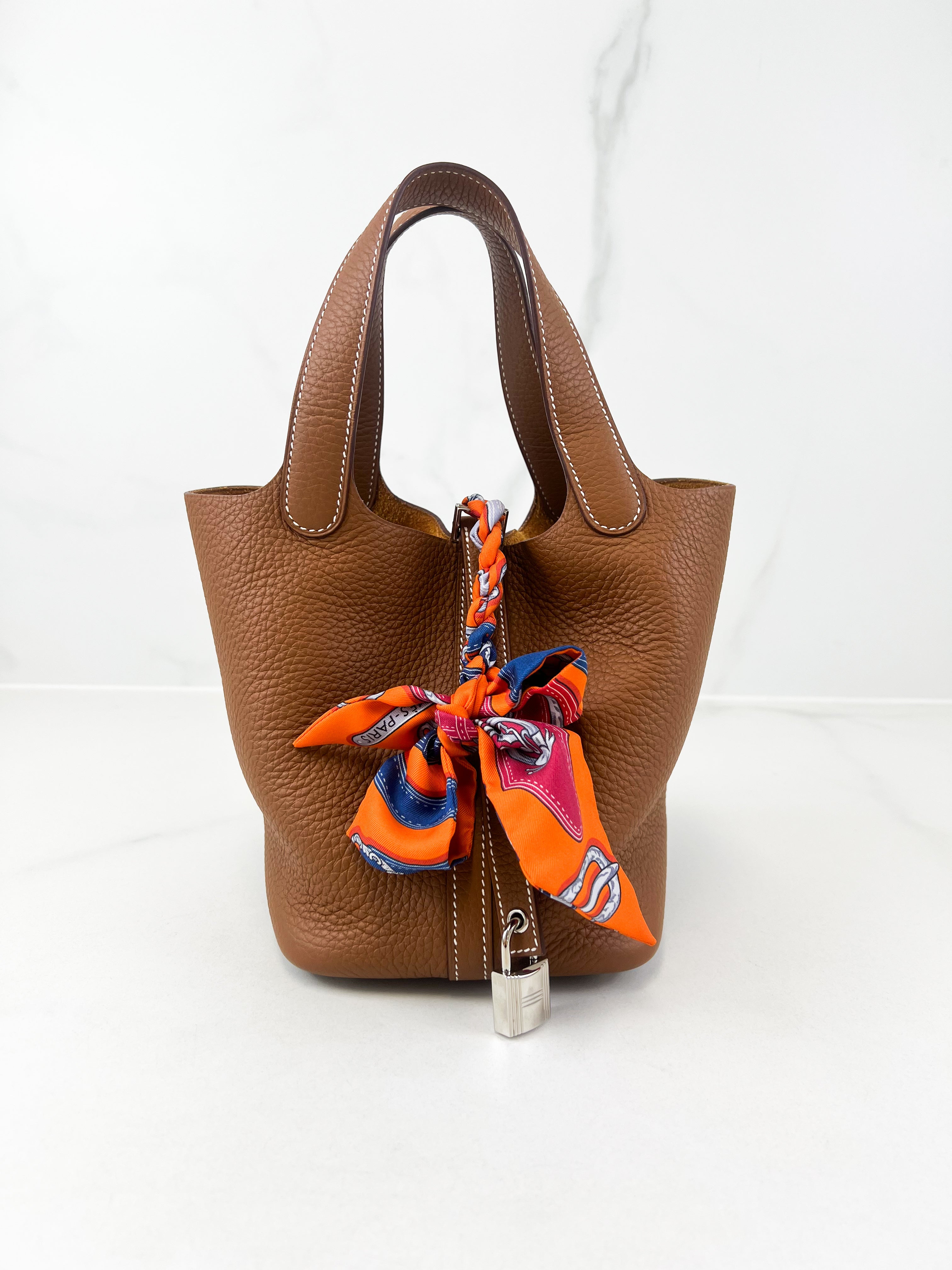 Hermes Picotin 18 in Gold Clemence Leather