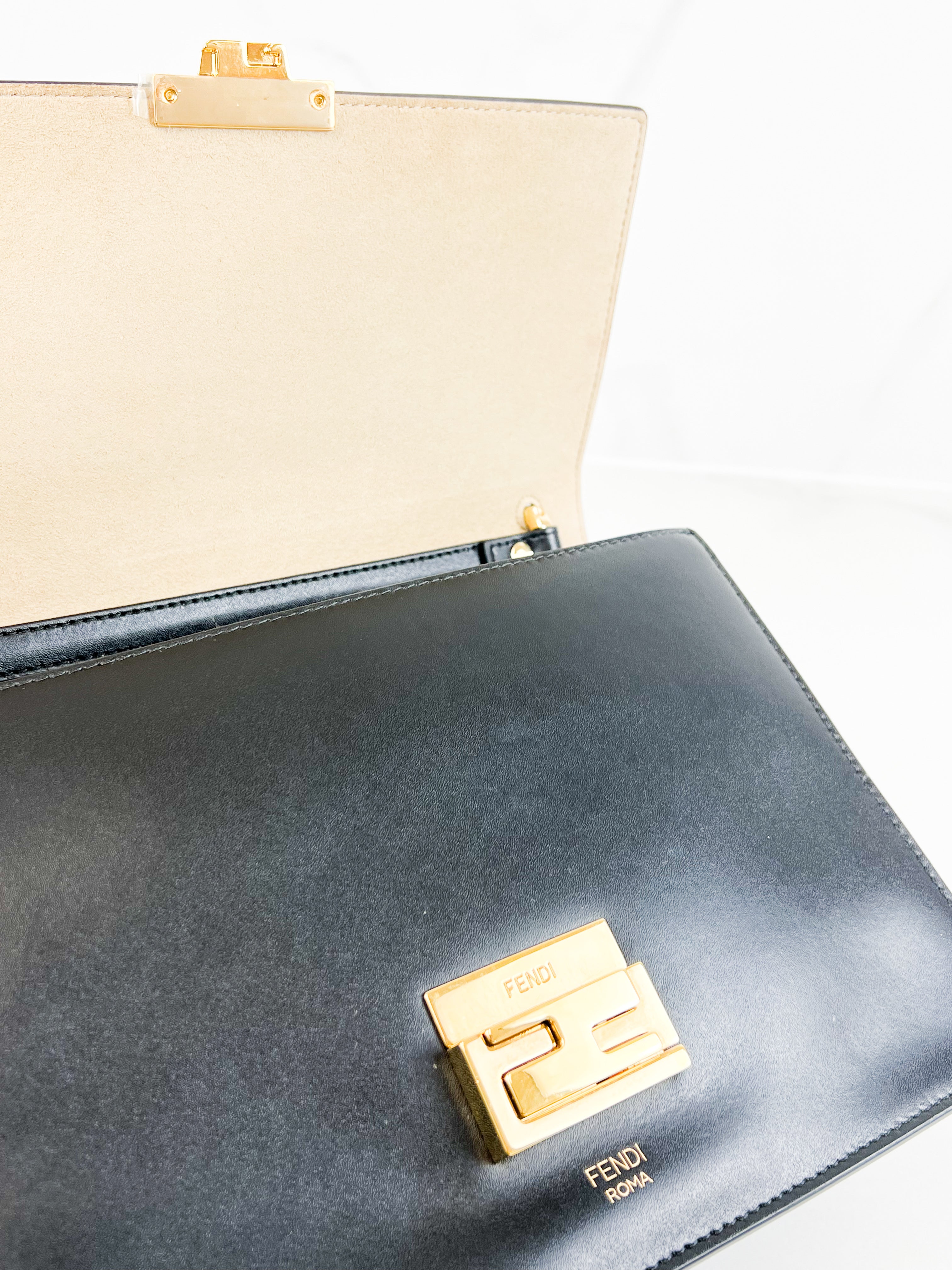 Fendi Kan I Medium Embossed Shoulder Flap Bag