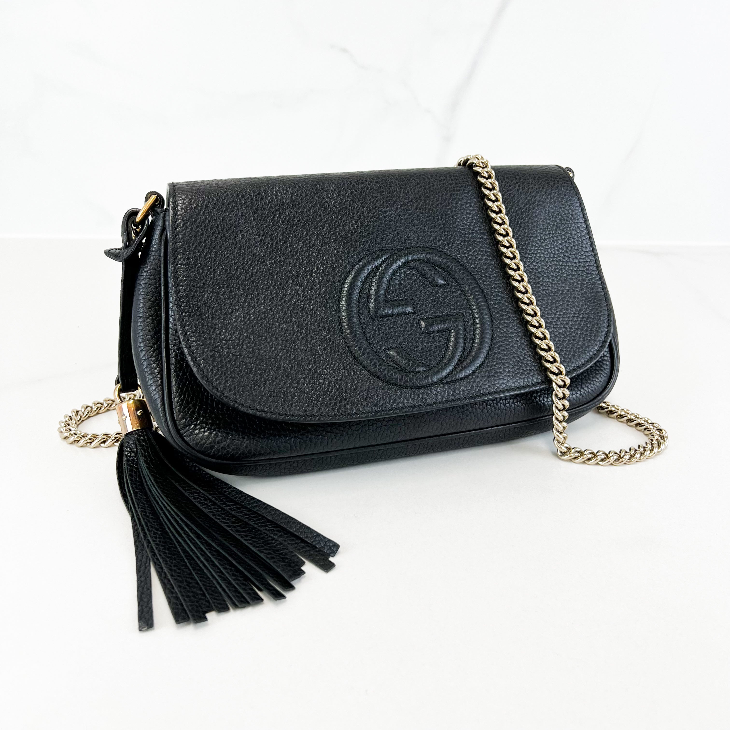 Gucci Soho Chain Crossbody Bag in Black Shopluxe Consignment