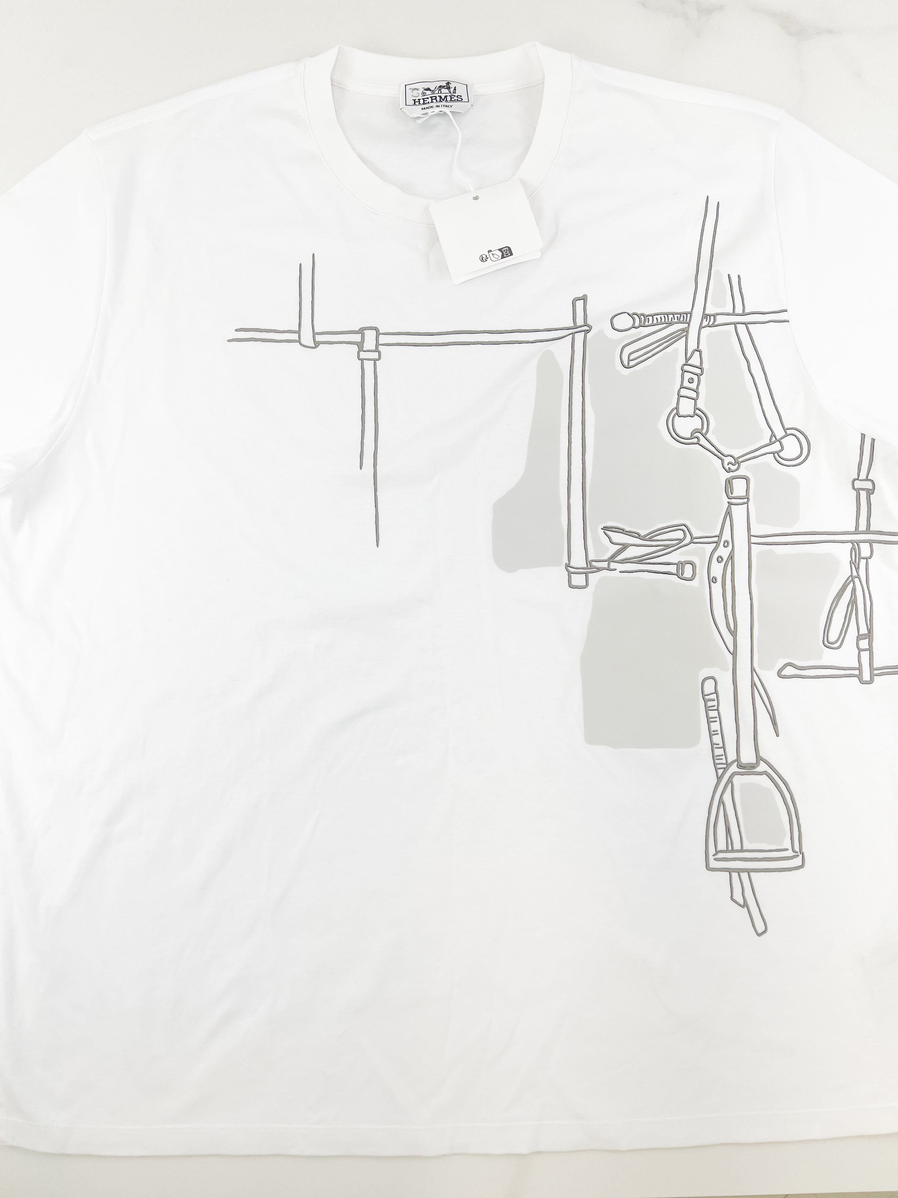 Hermes White T-Shirt Size 2XL
