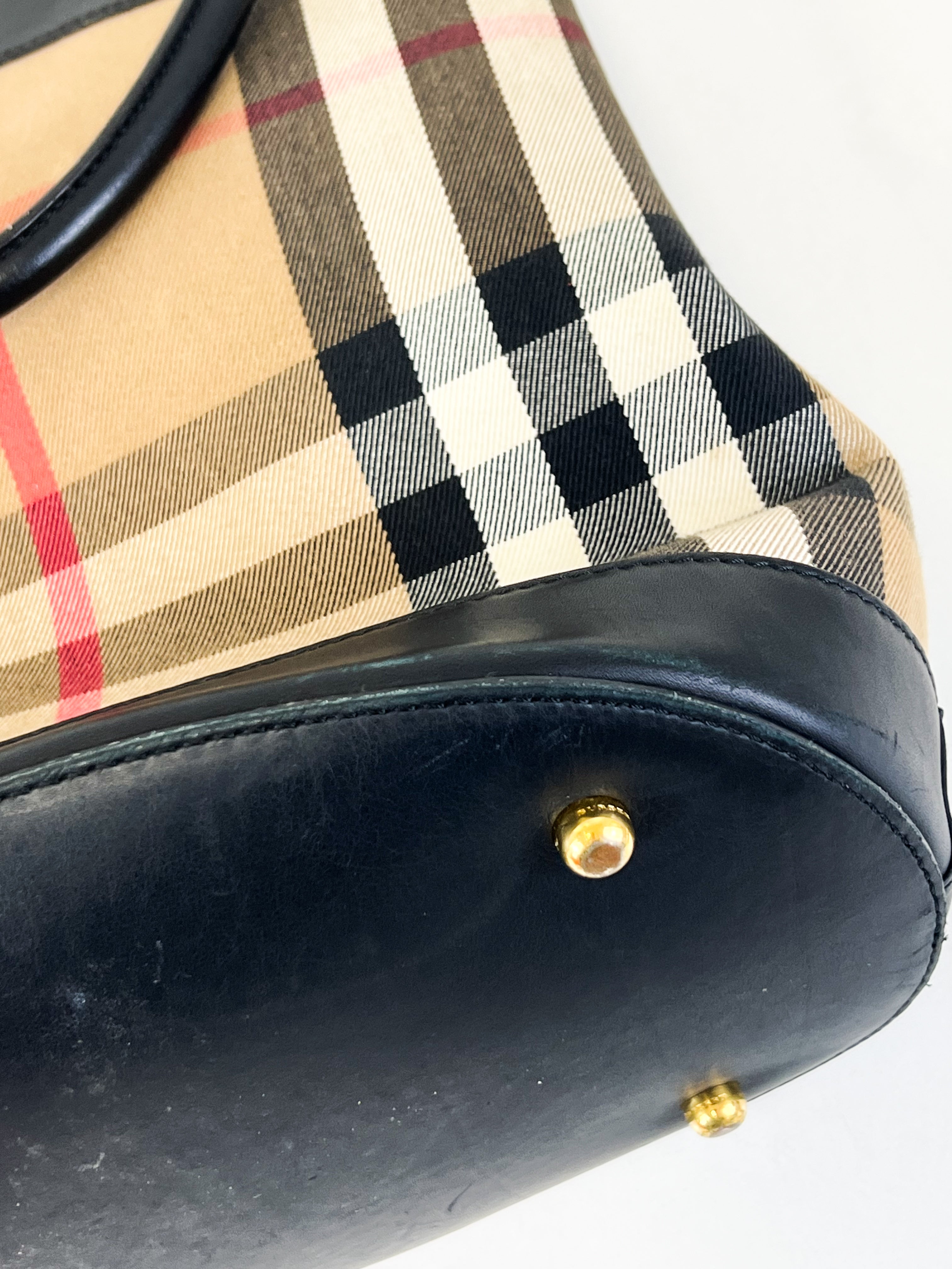 Burberry House Check & Leather Bucket Bag