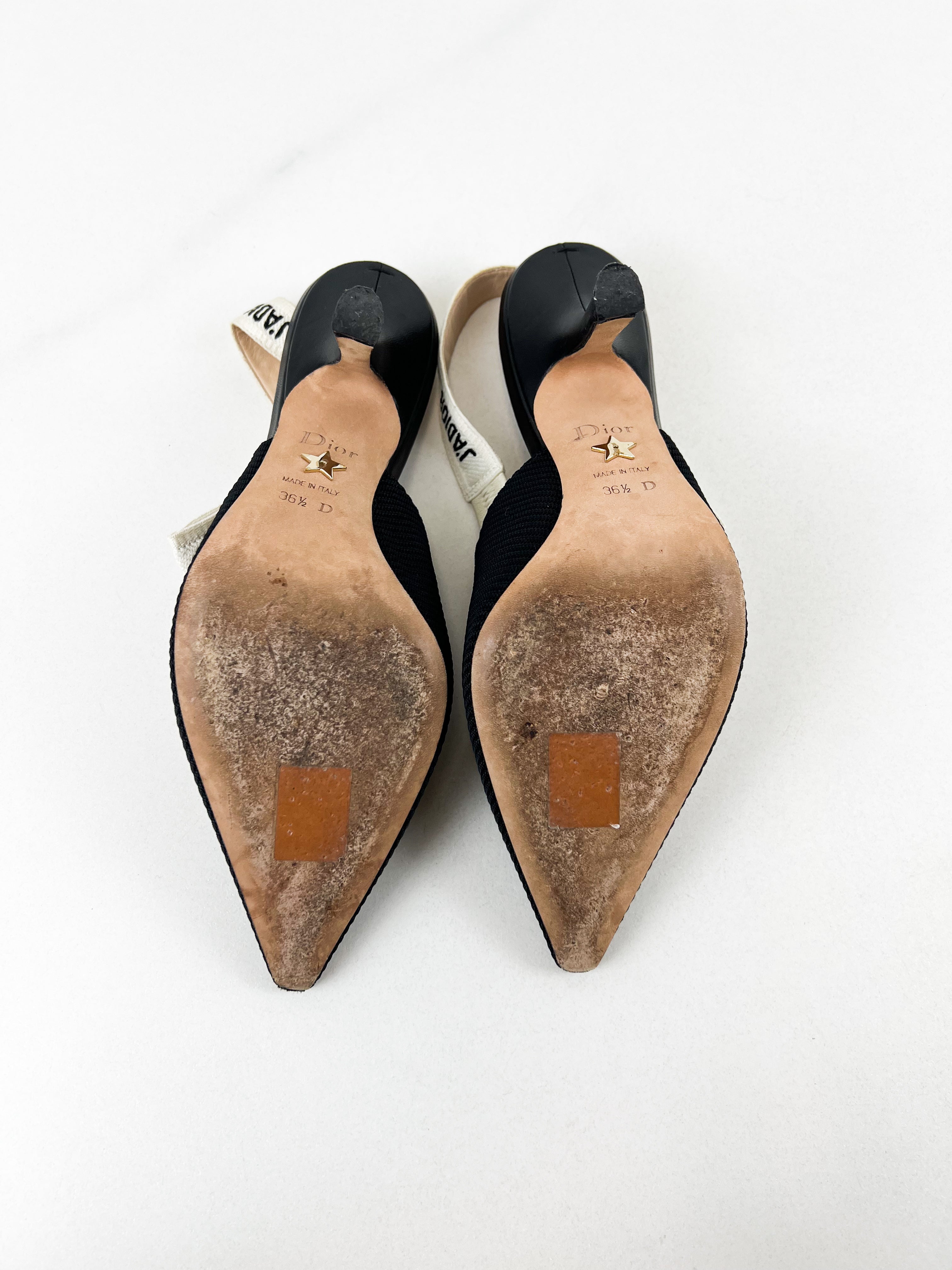 Christian Dior Black Jadior Slingback Heel Size 36.5 D