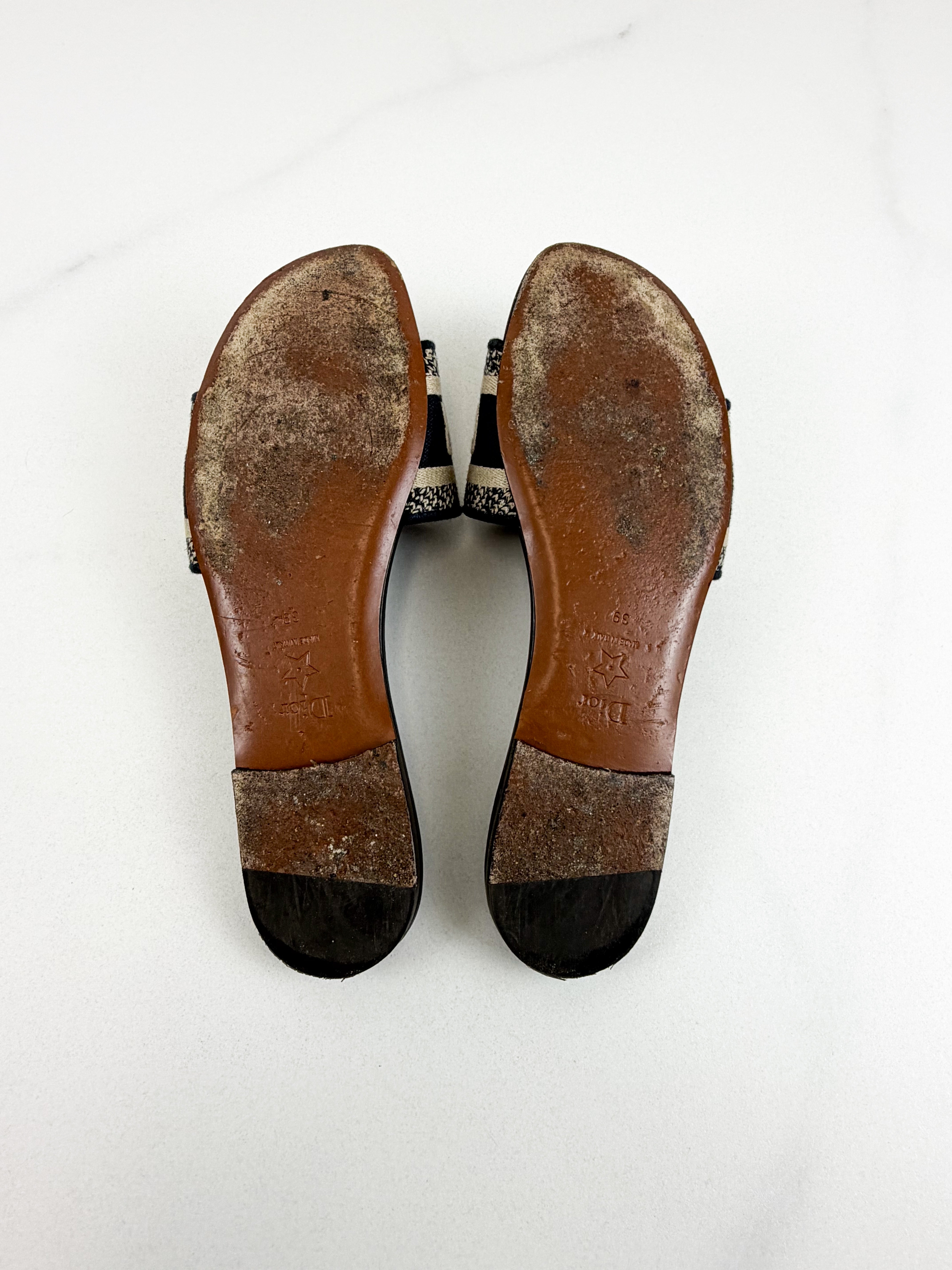 Christian Dior Navy Dway Slides Size 39