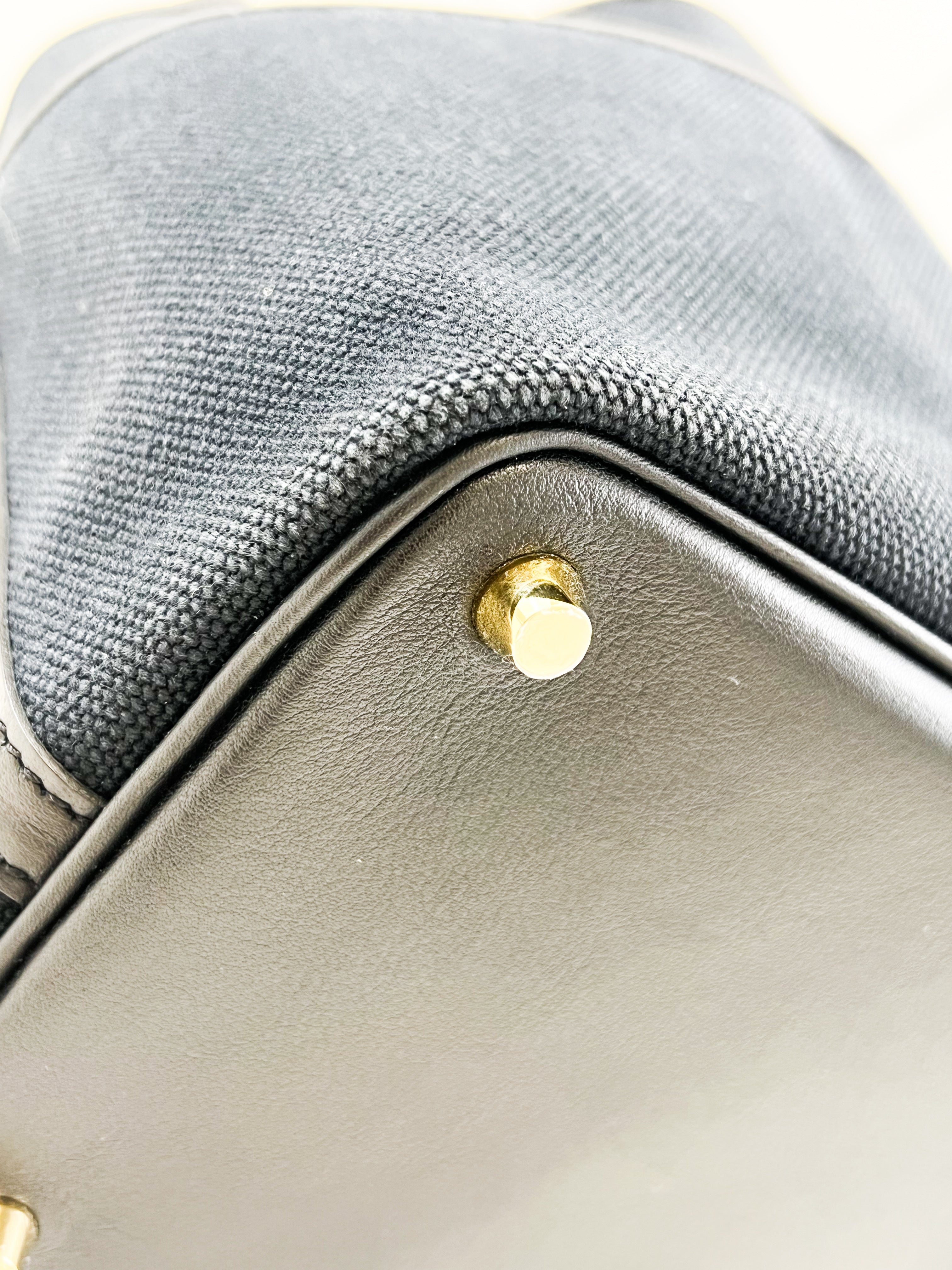 Hermes Picotin Lock 18 Pockets Bag in Black Canvas and Swift Leather