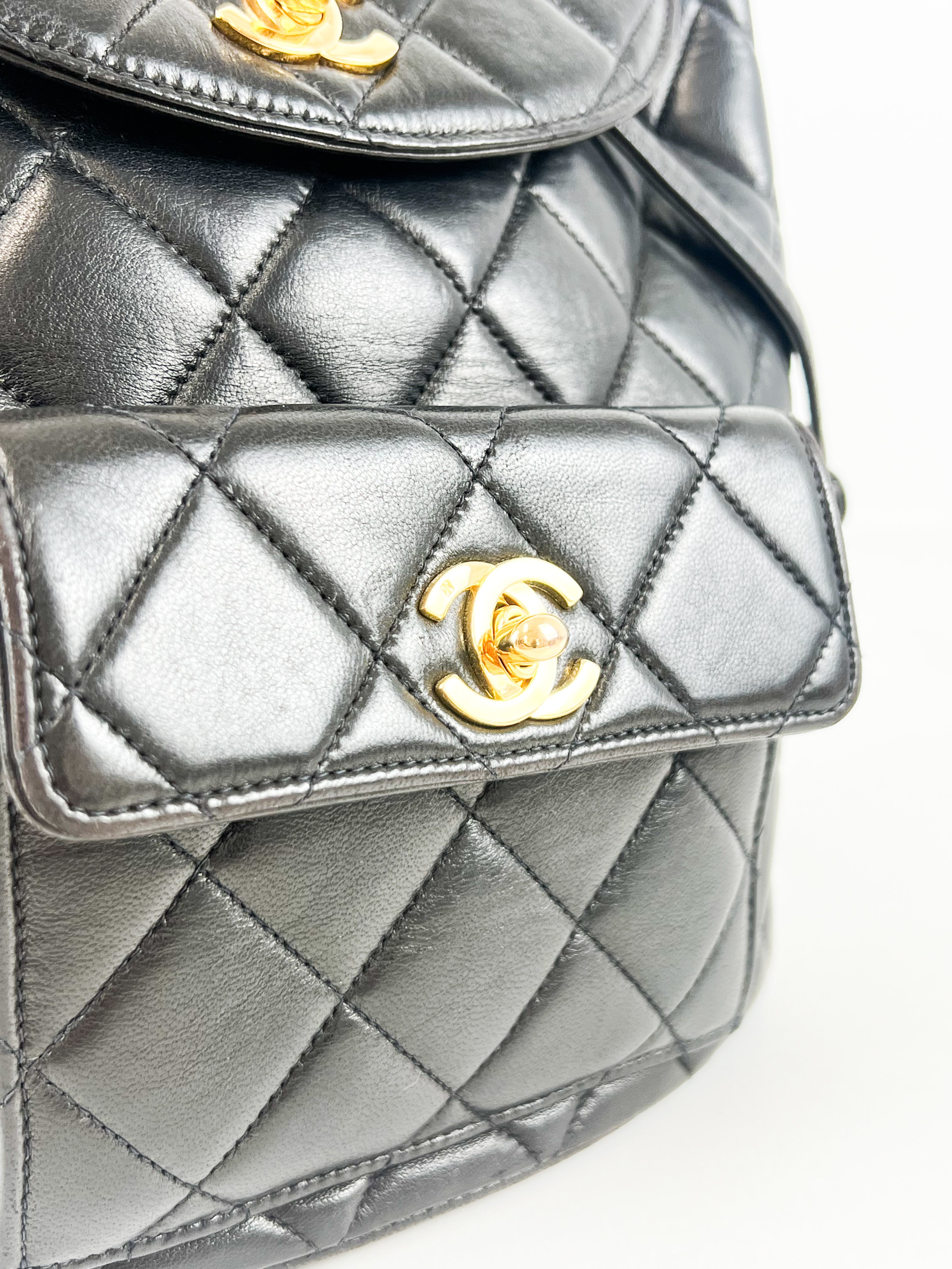 Chanel Black Leather Quilted Calfskin Backpack with GHW