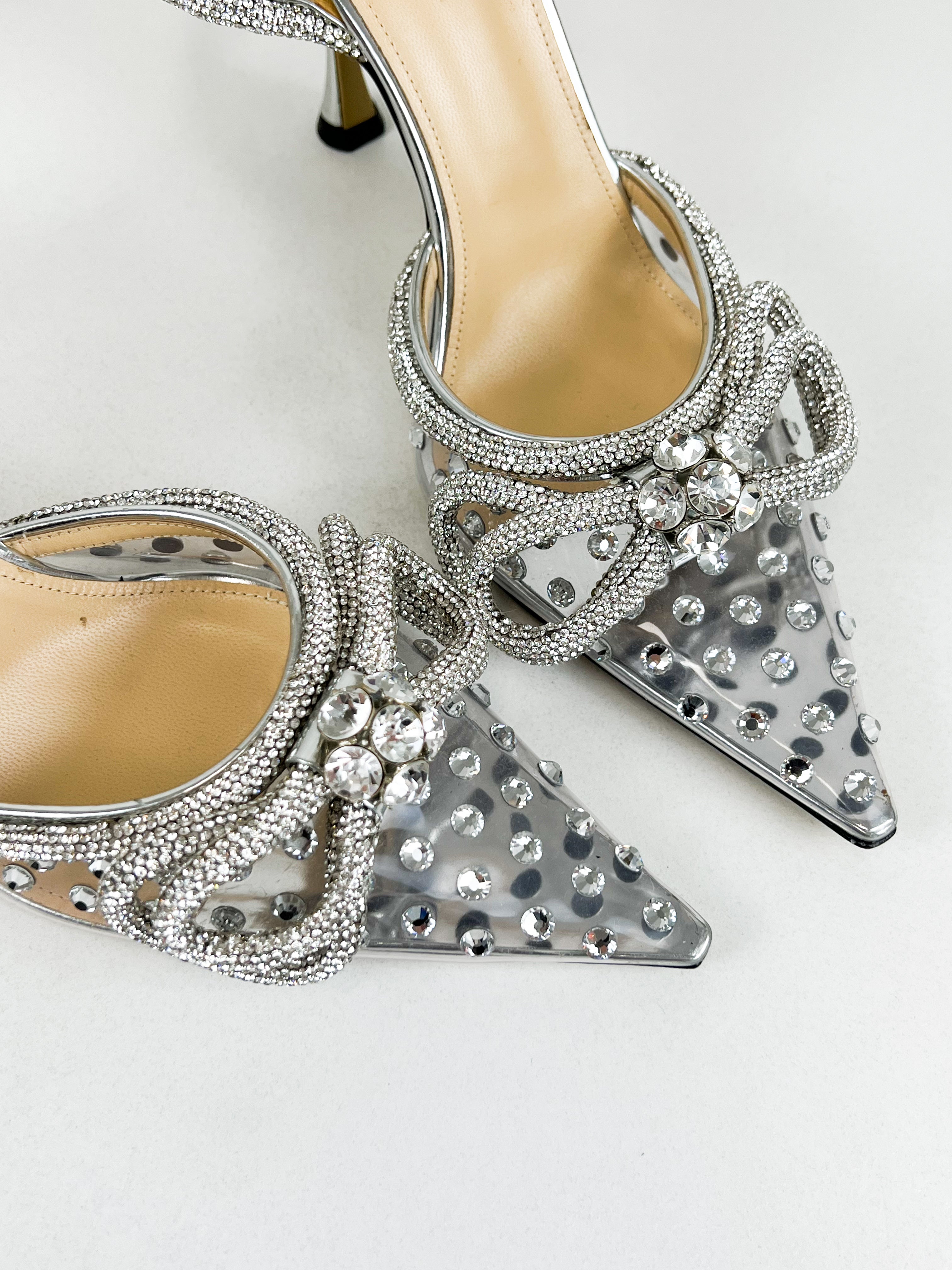 Mach & Mach Double Bow Embellished Crystal Pump