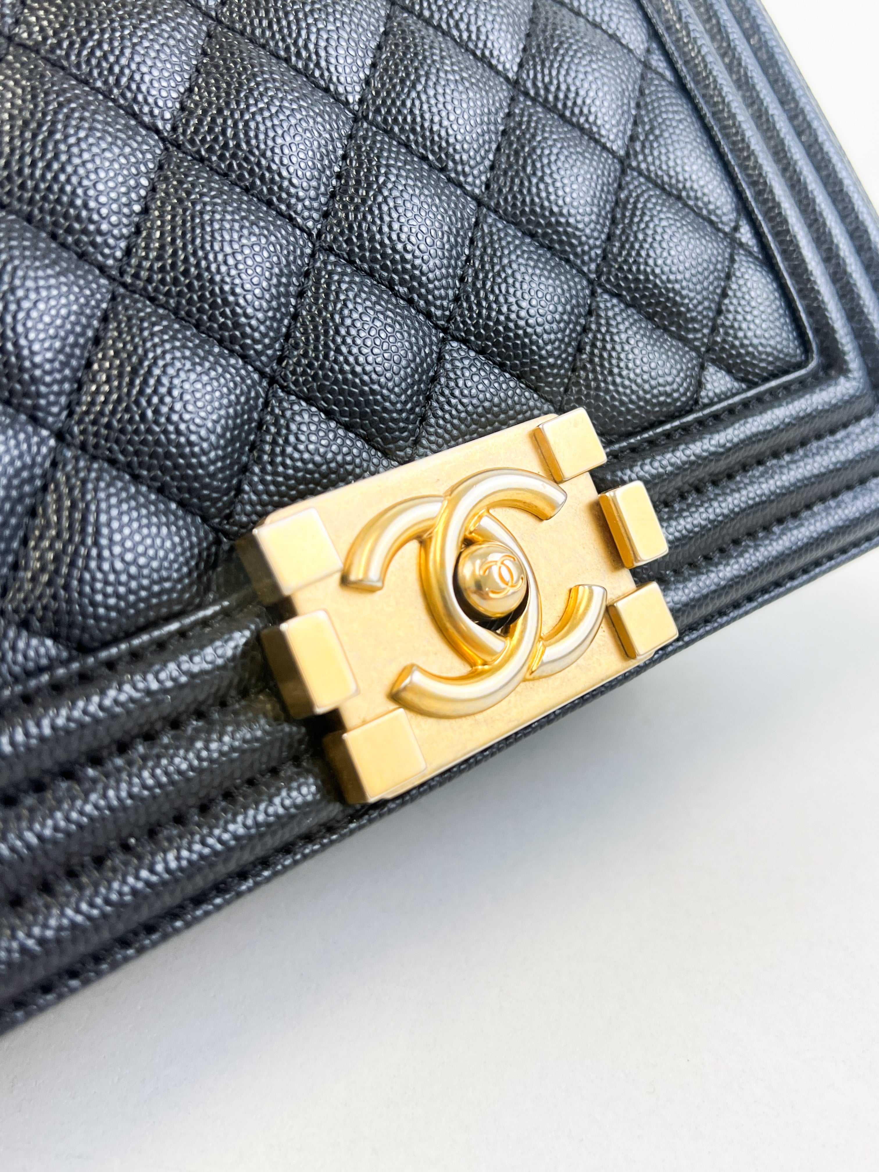 Chanel Caviar Small Boy Bag with Gold Hardware