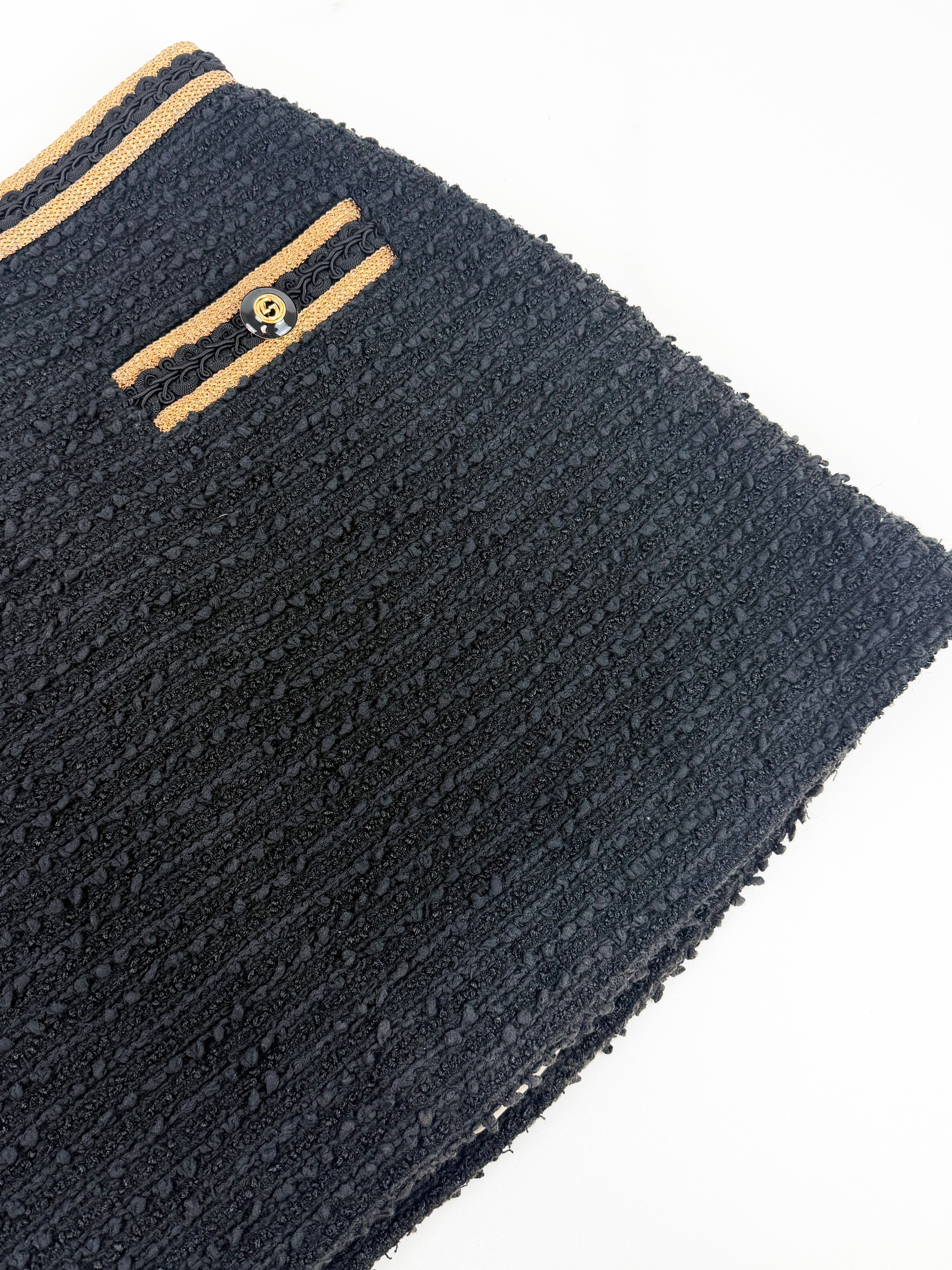 Gucci Tweed Skirt in Black with Gold Detailing