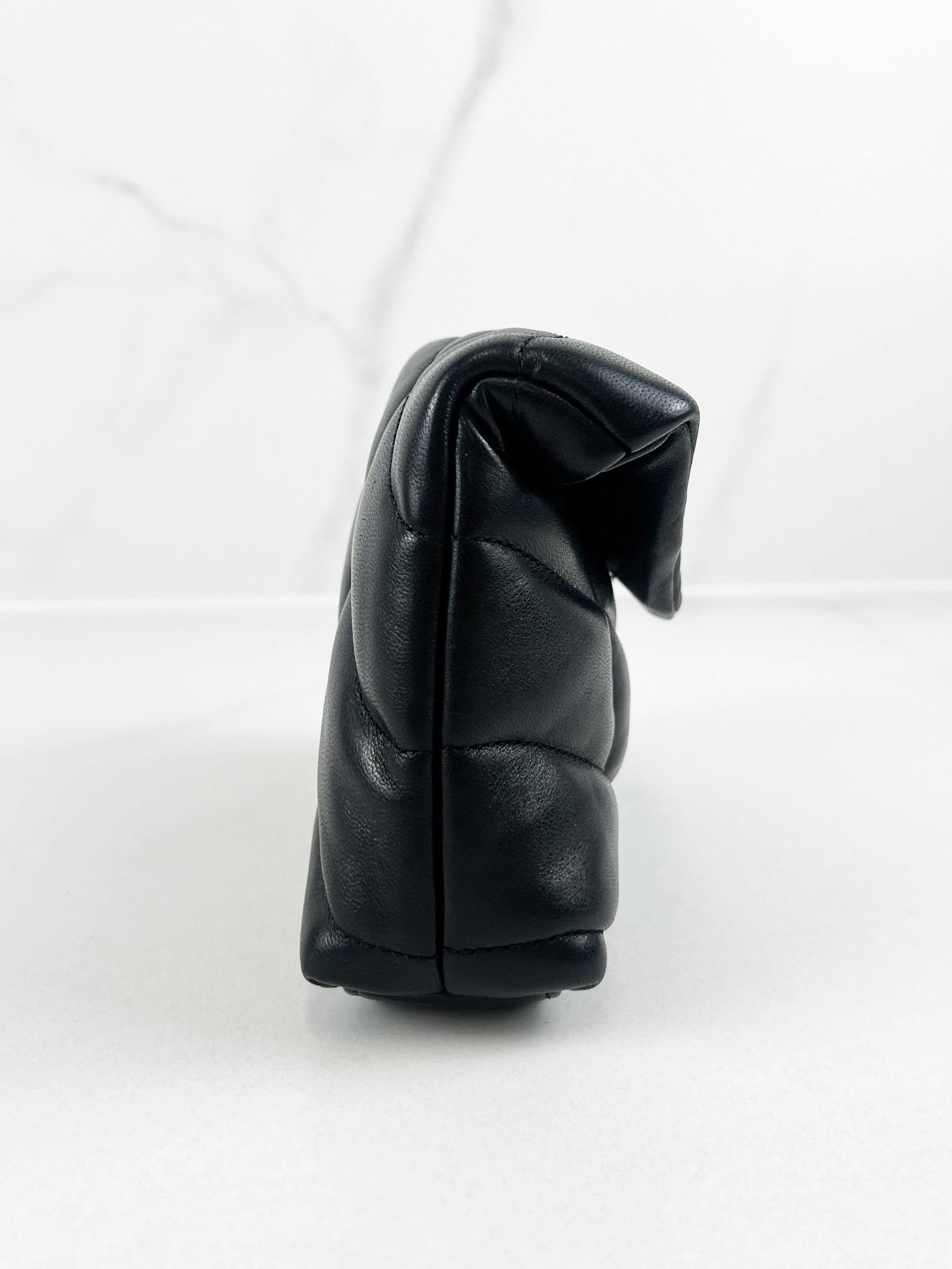 Saint Laurent Loulou Puffer Pouch in Black Lambskin