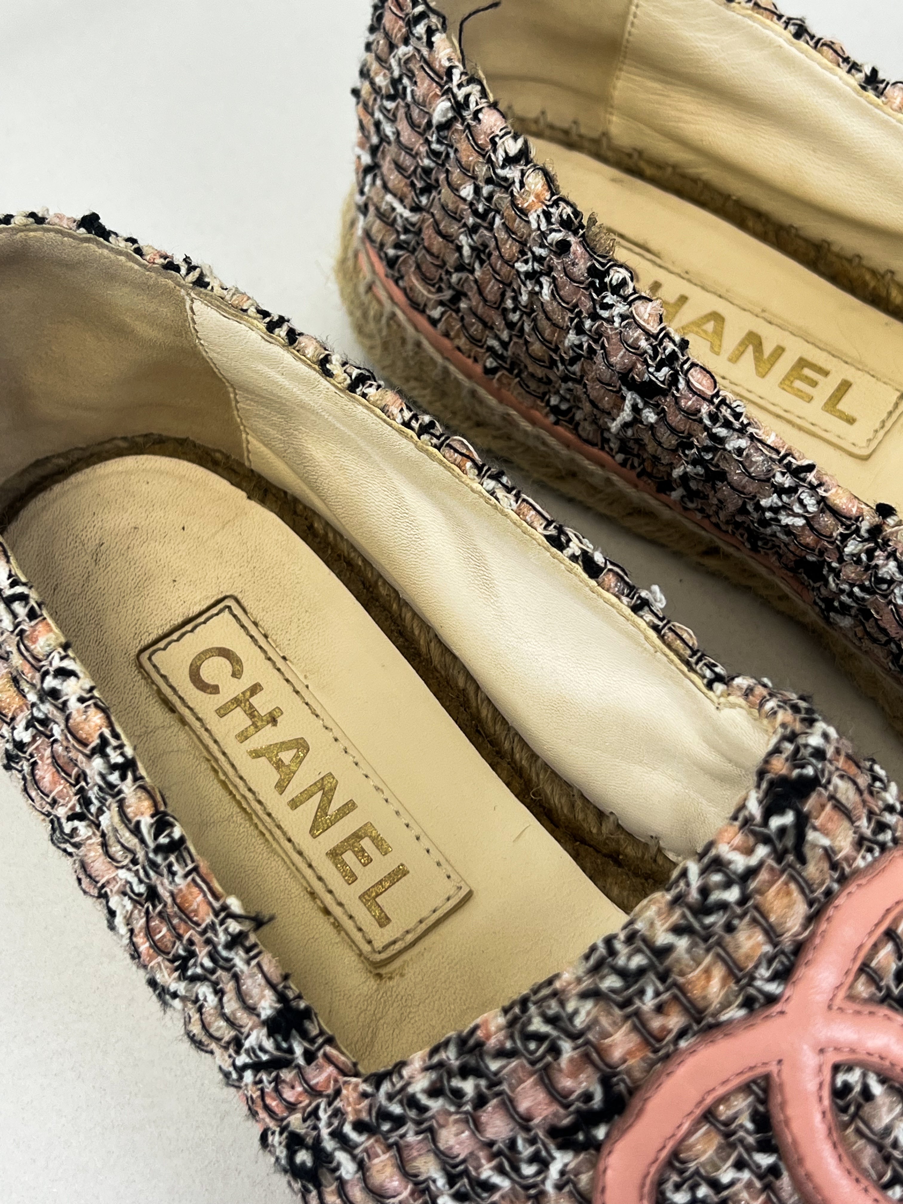 Chanel CC Tweed Espadrille Size 40