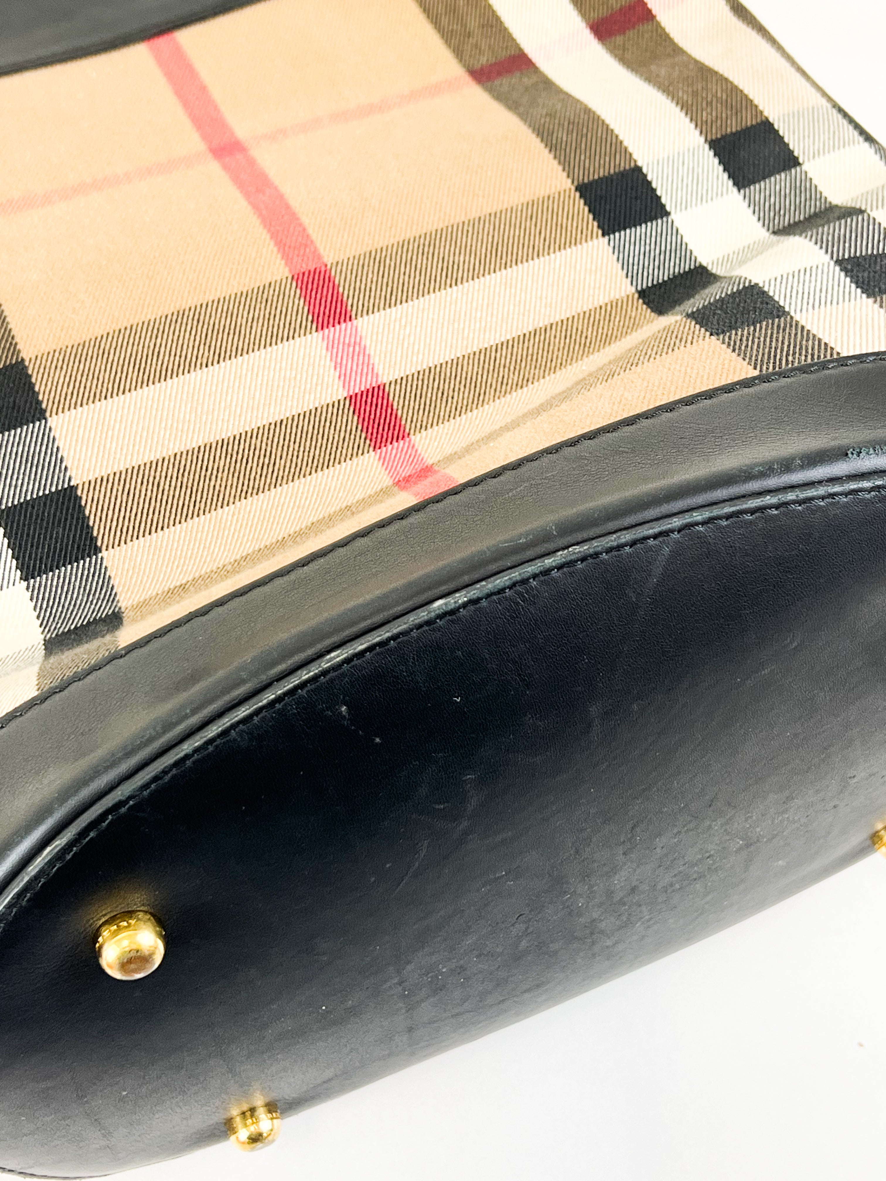 Burberry House Check & Leather Bucket Bag
