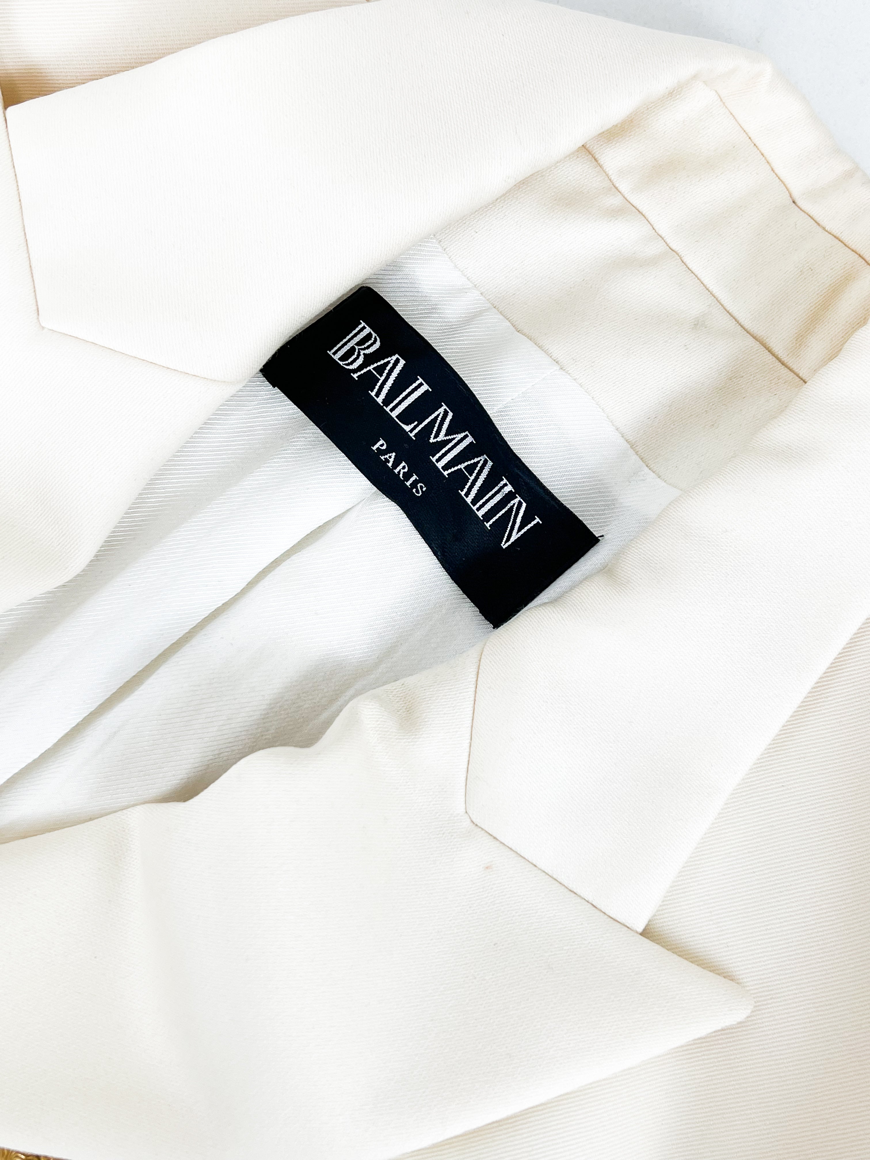 Balmain White Blazer with Gold Buttons Size 38