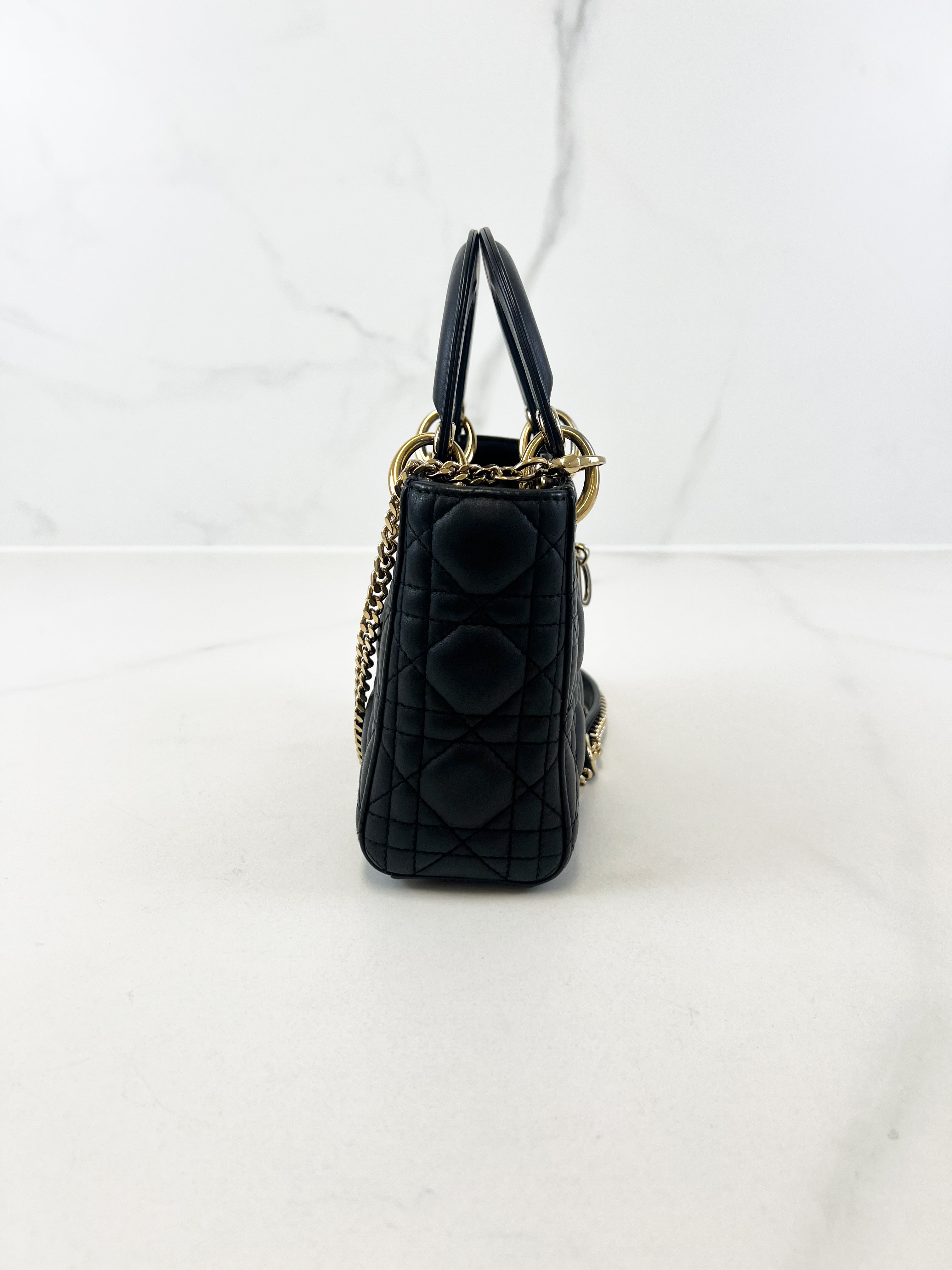 Christian Dior Mini Lady Dior Cannage in Black