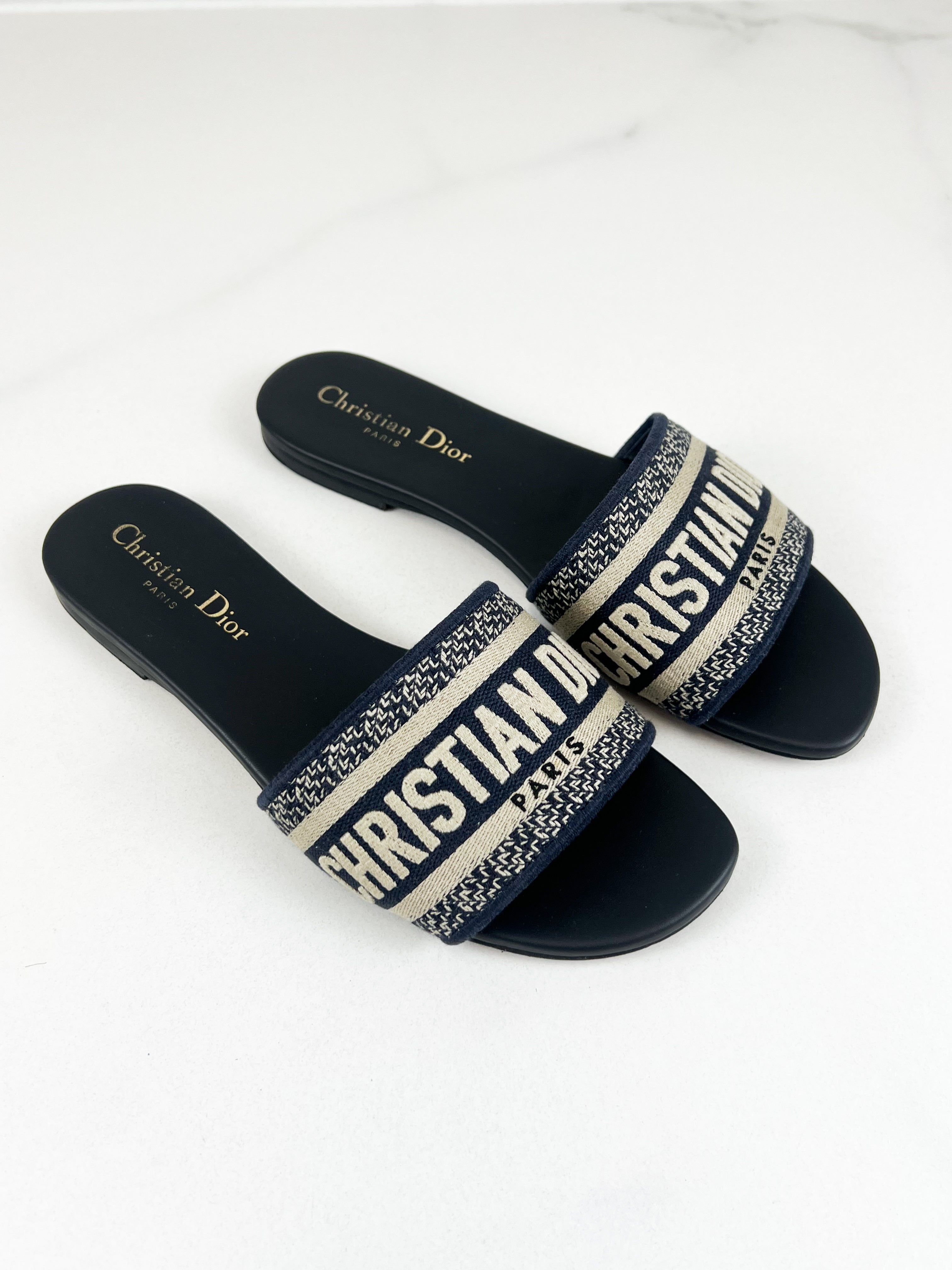 Christian Dior Navy Dway Slides Size 37