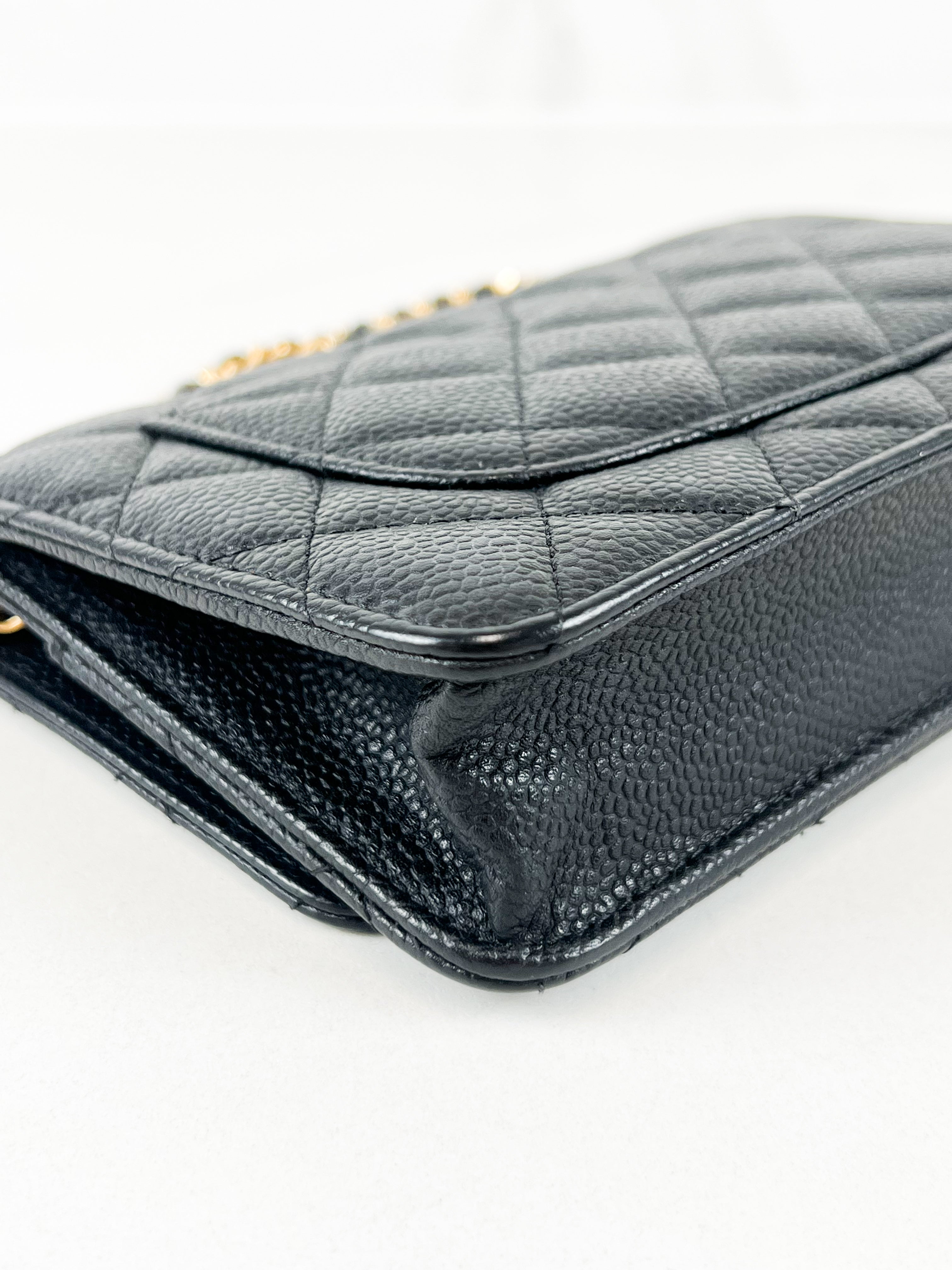 Chanel Black Classic Caviar CC WOC with GHW