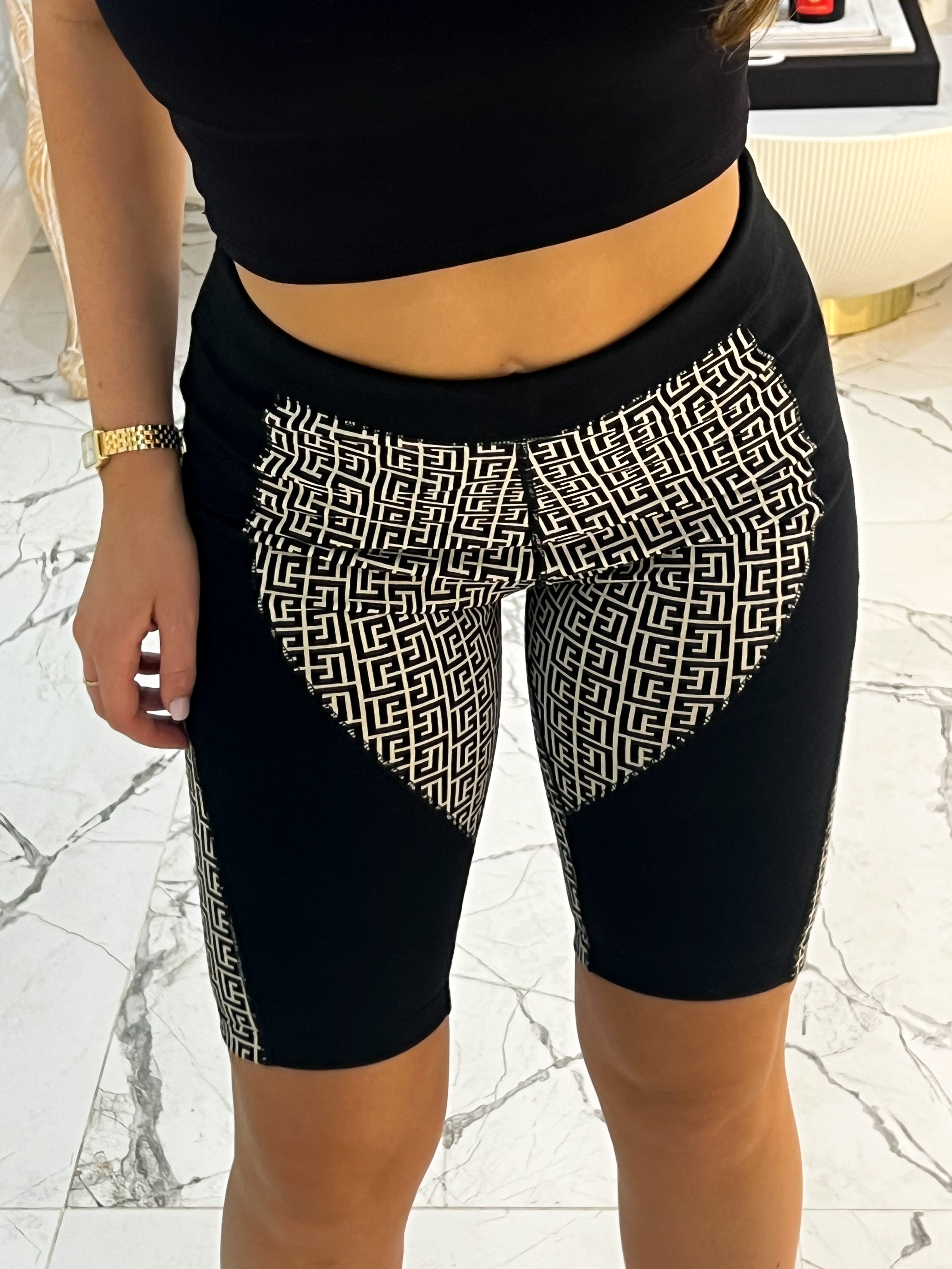 Balmain Monogram High Rise Cycling Shorts Size 38