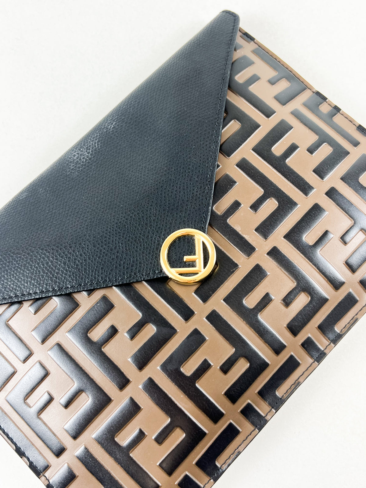 Fendi FF Leather Envelope Clutch