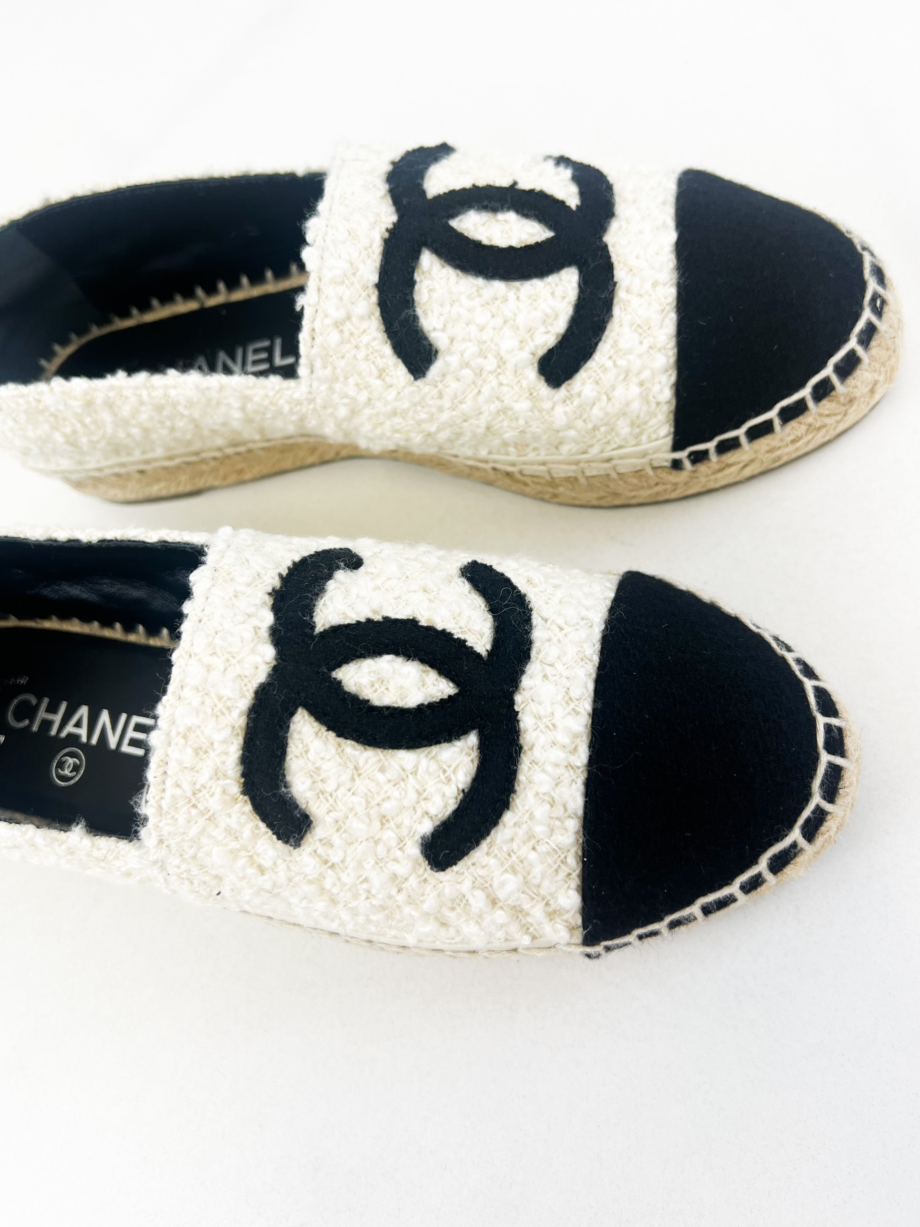 Chanel CC Tweed Espadrille Size 38