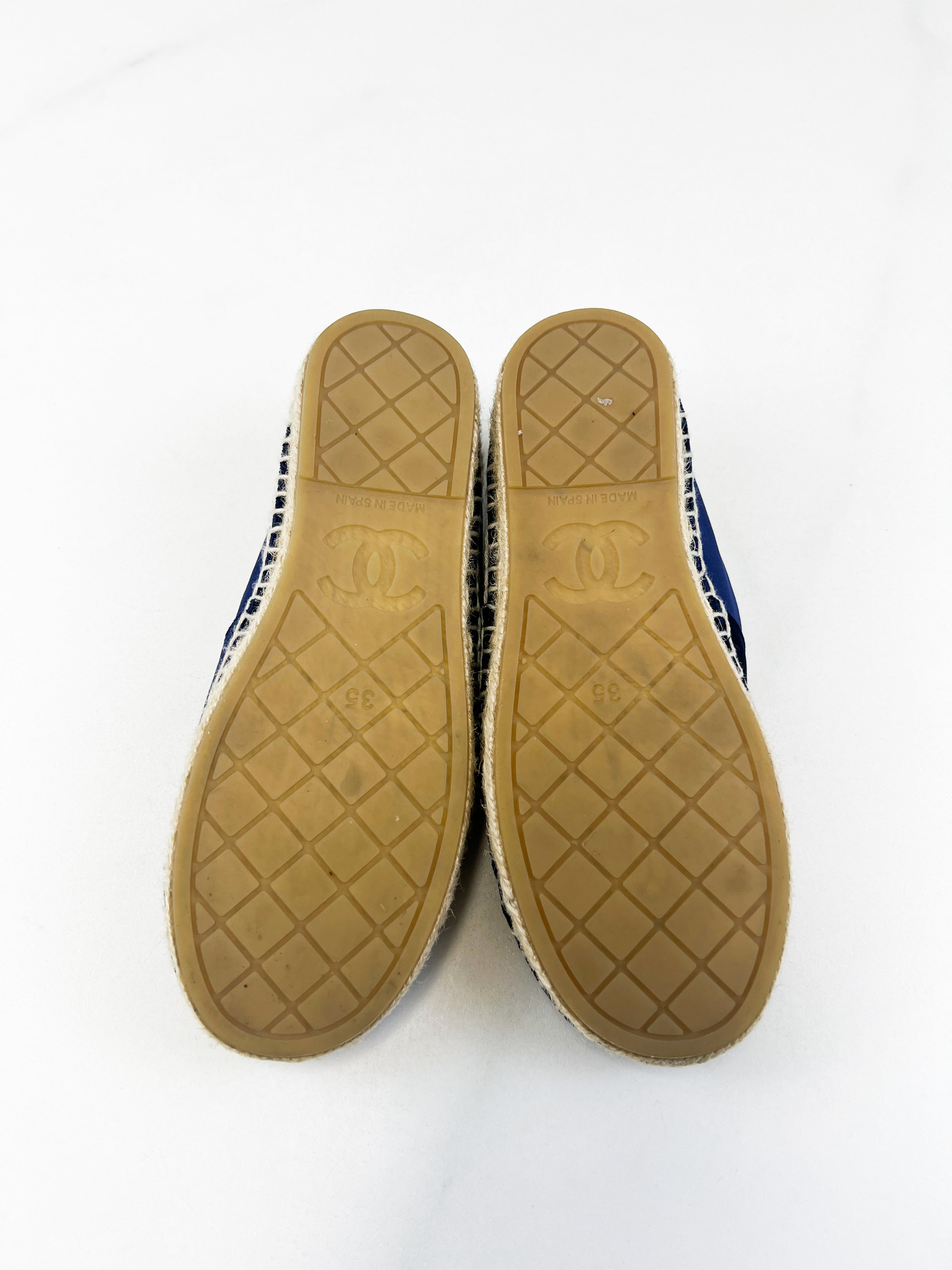 Chanel Cha nel Suede Espadrille Size 35