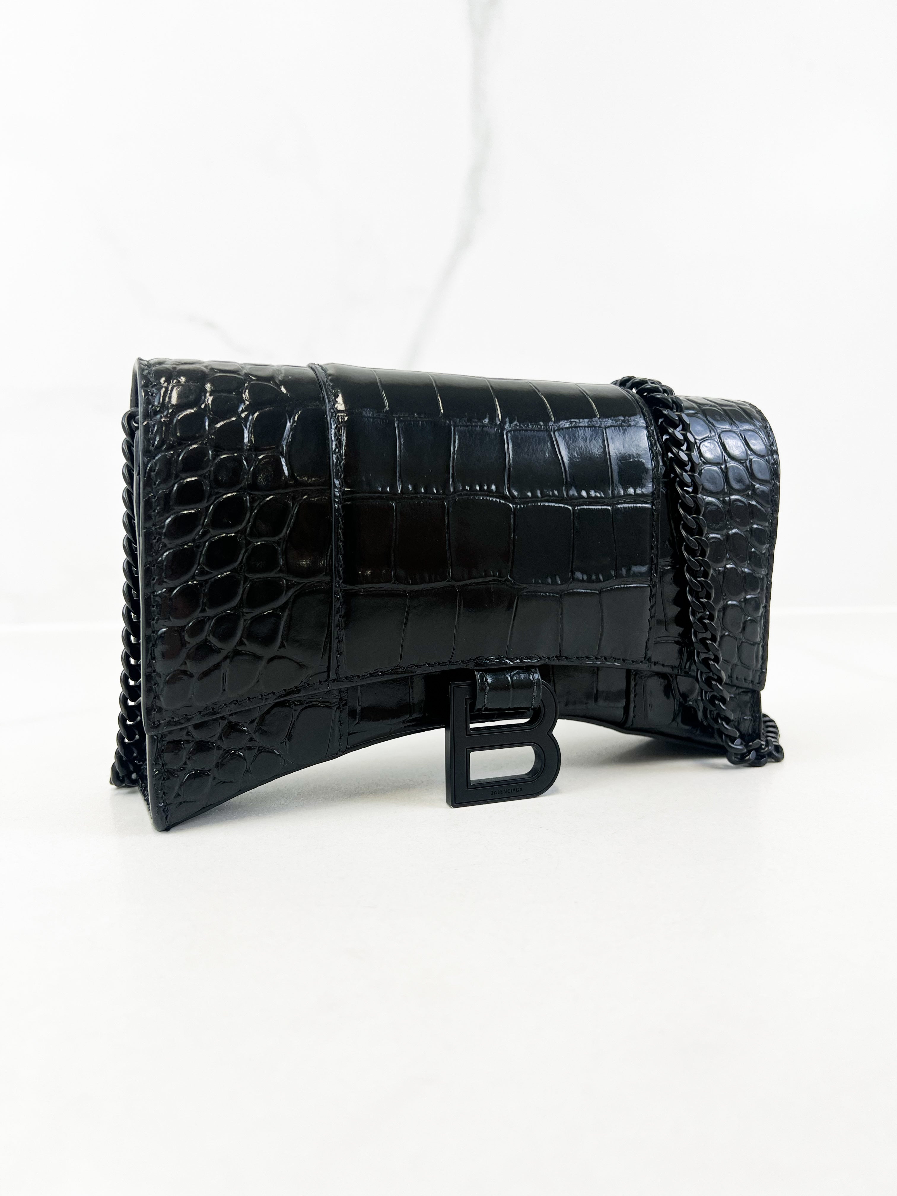 Balenciaga Black Croc Hourglass