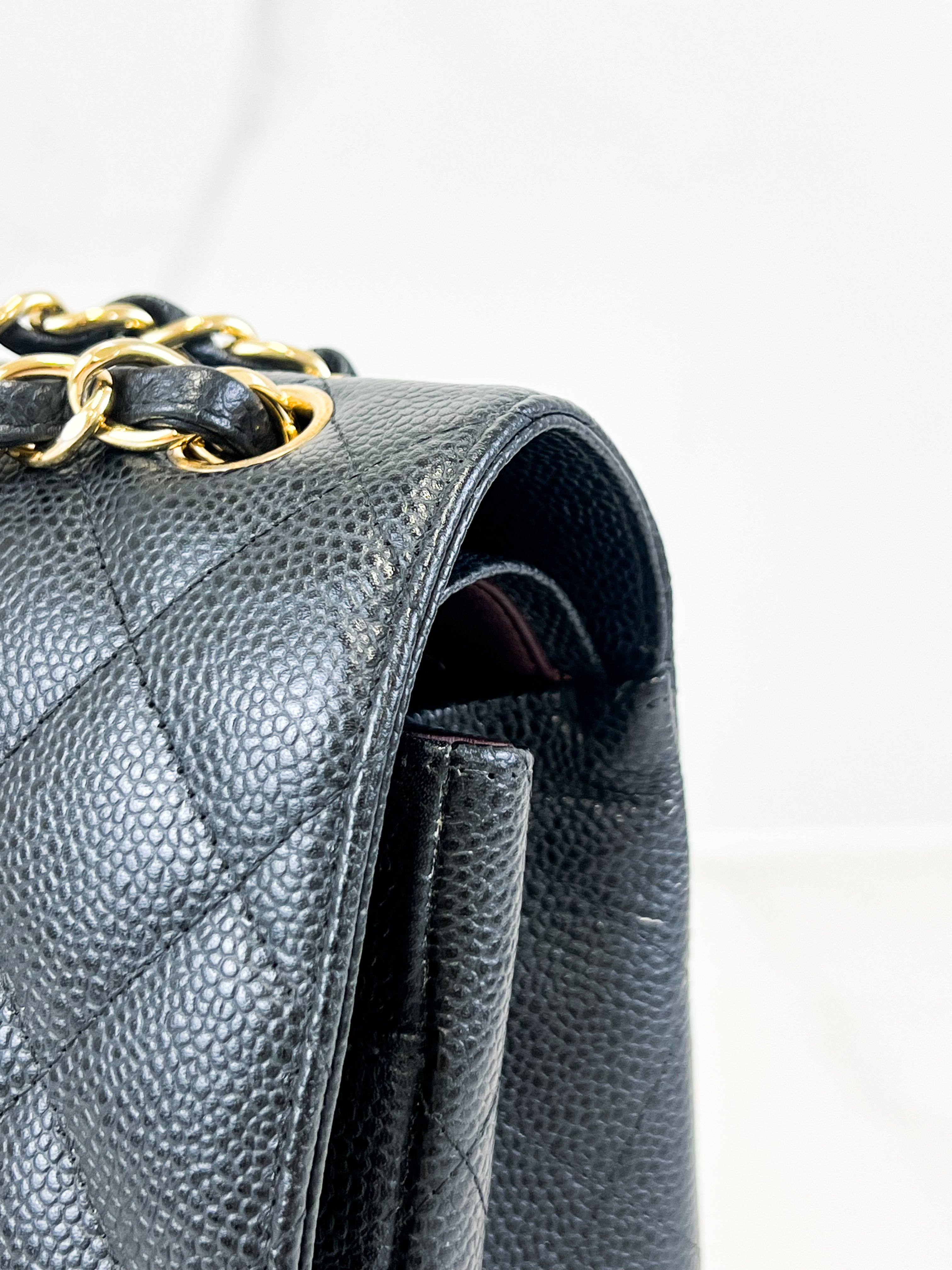 Chanel Classic Jumbo Double Flap Caviar Shoulder Bag GHW