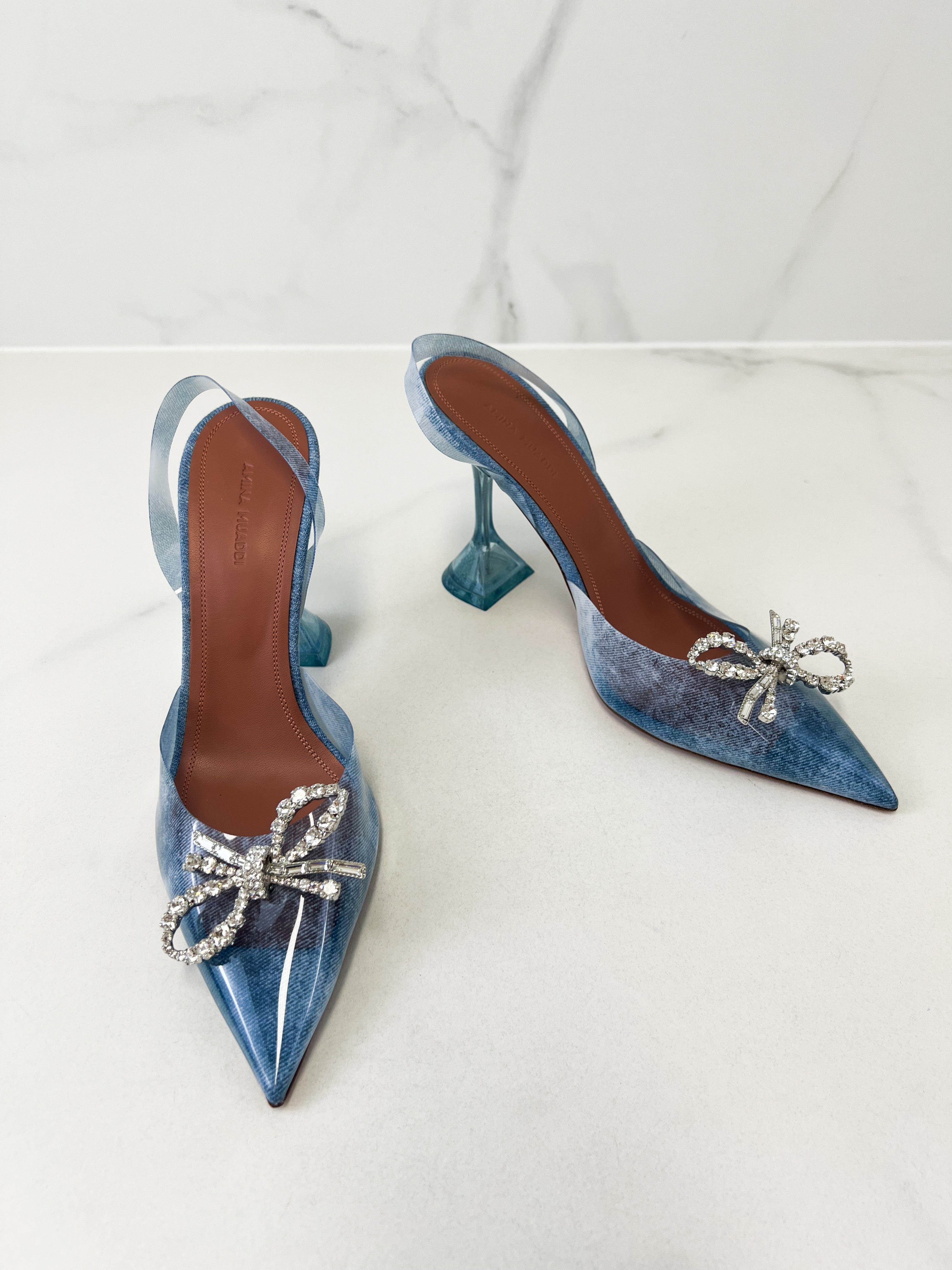 Amina Muaddi Rosie Glass Sling 95mm Pump Size 40