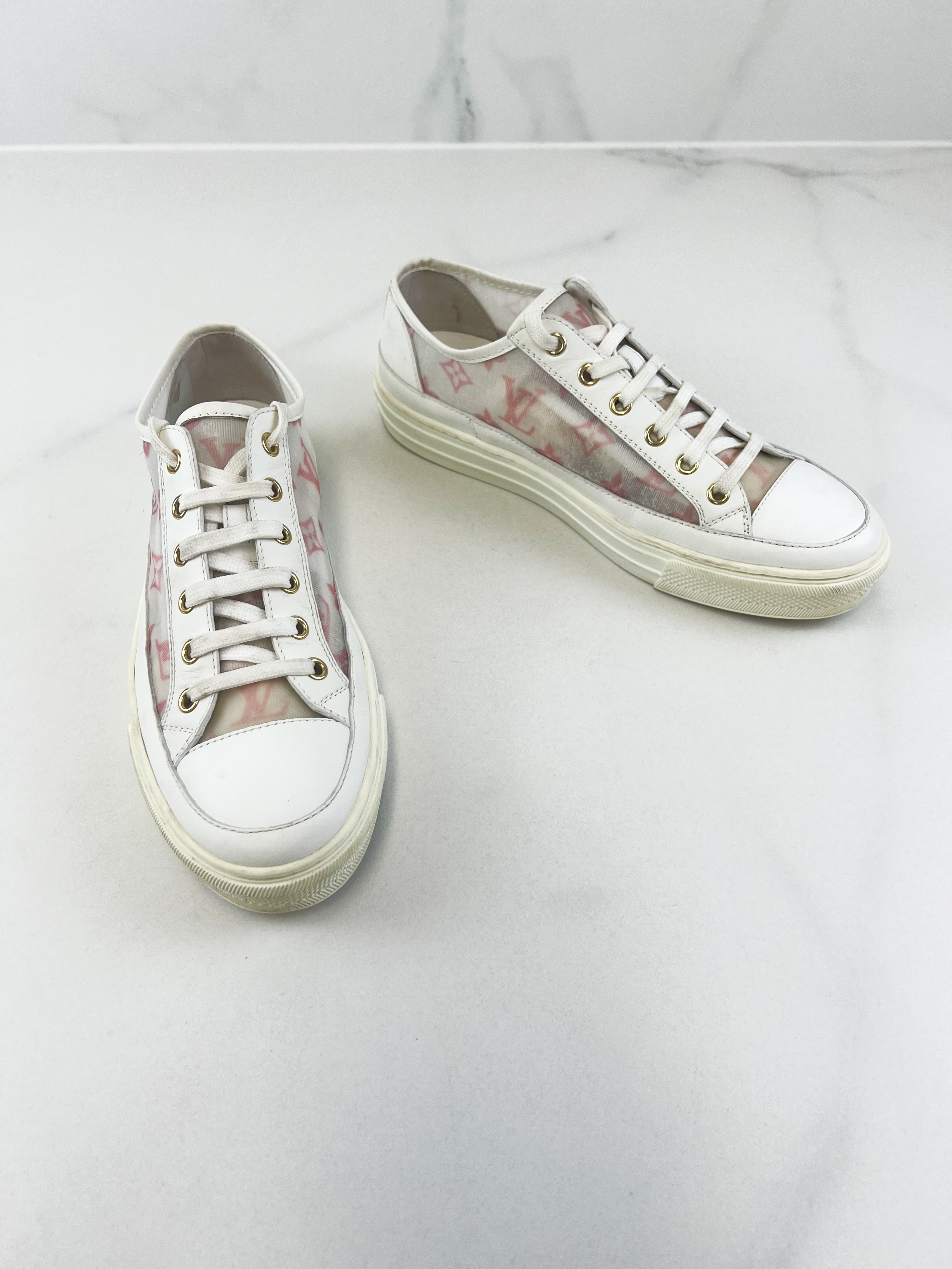 Louis Vuitton Monogram Pink & White Stellar Sneaker Size 38