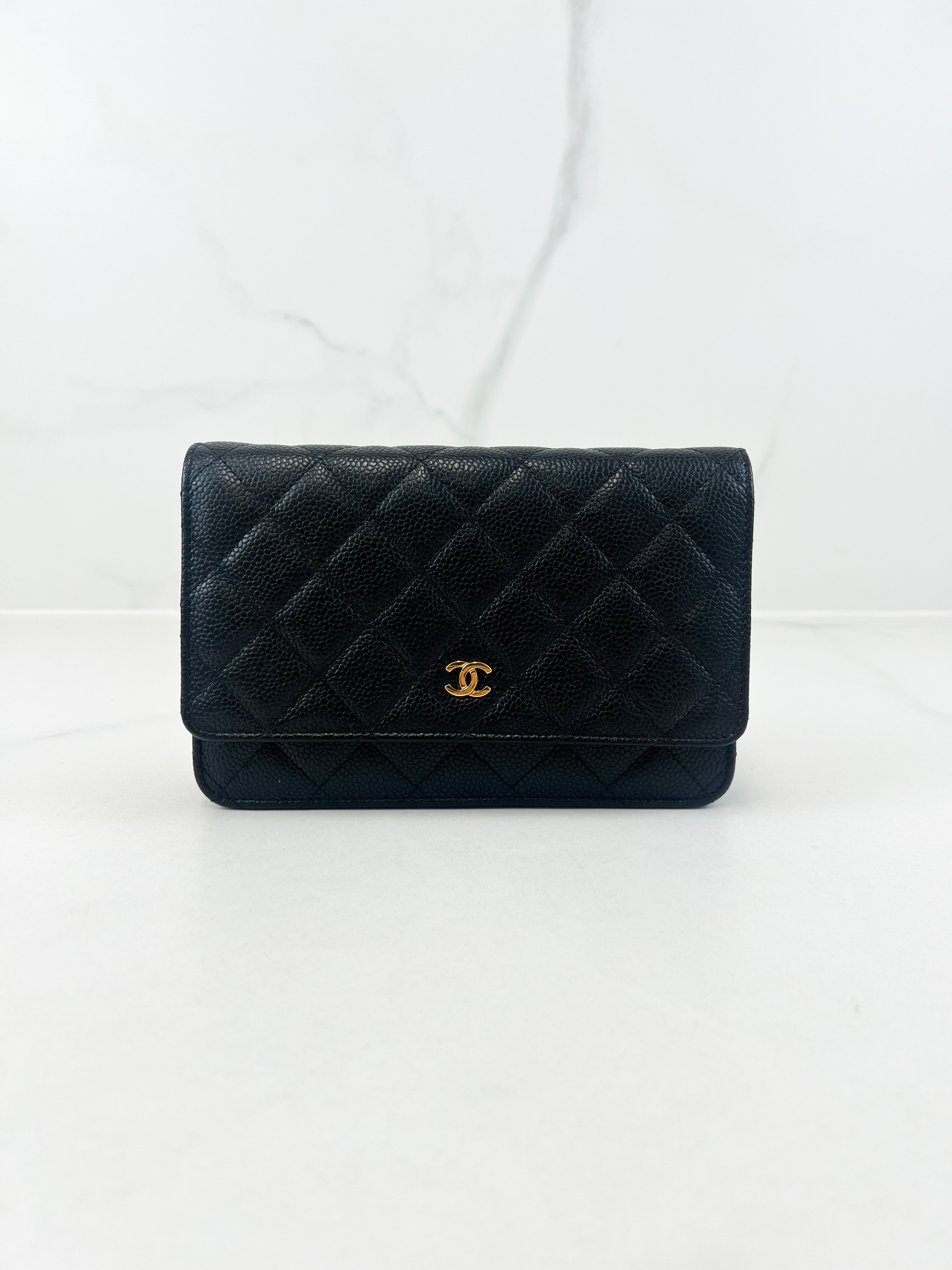 Chanel Black Classic Caviar CC WOC with GHW