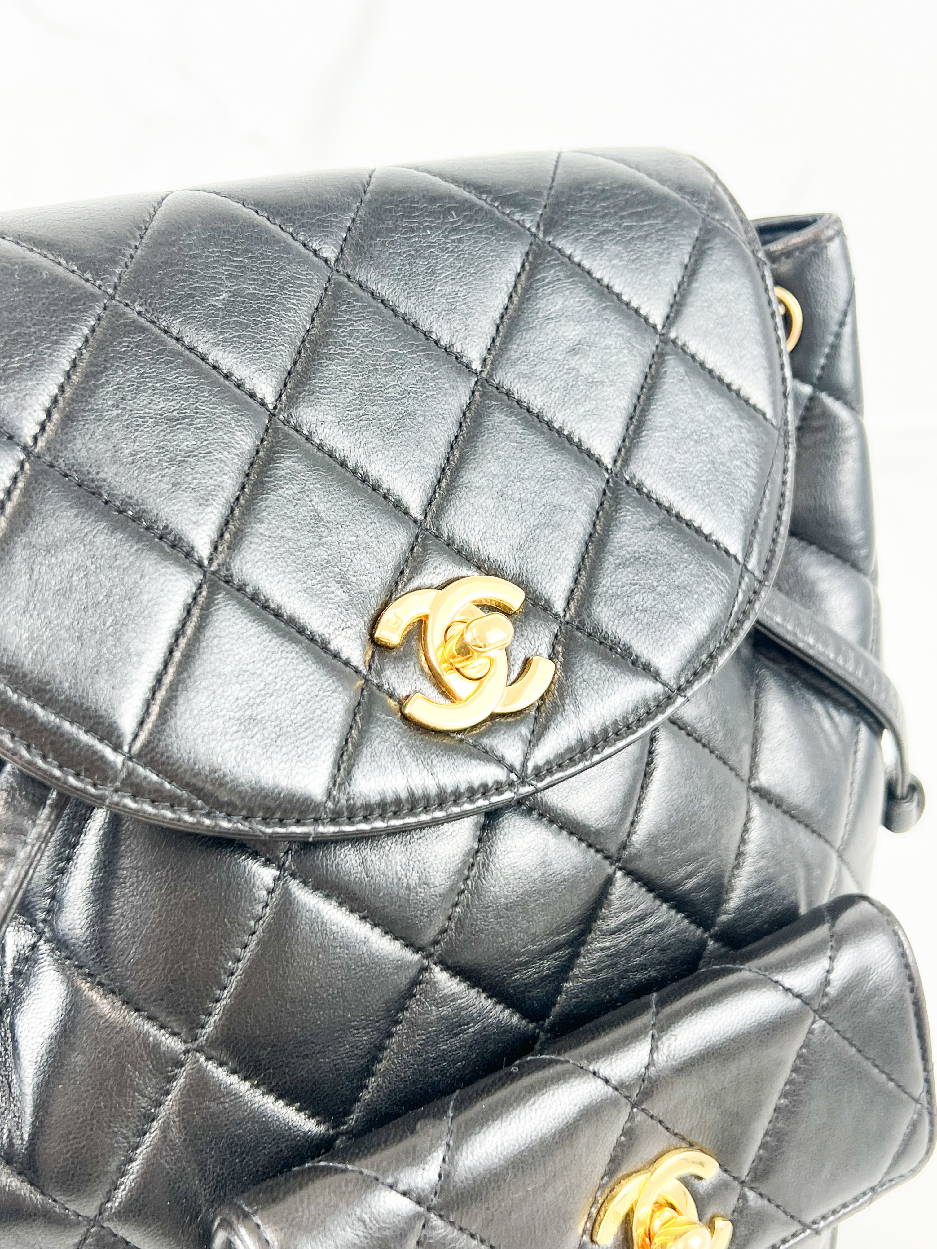 Chanel Black Leather Quilted Calfskin Backpack with GHW