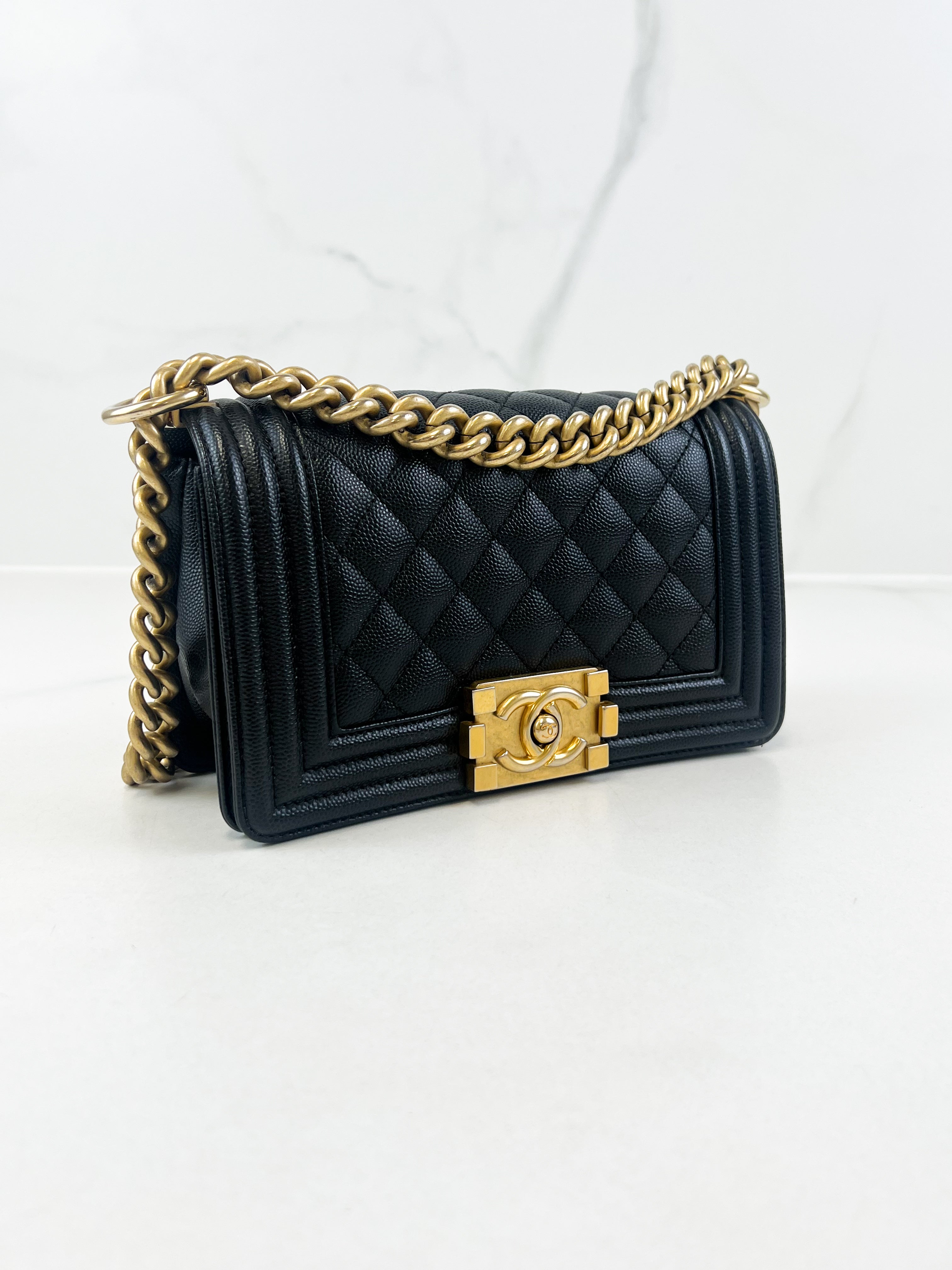Chanel Caviar Small Boy Bag with Gold Hardware