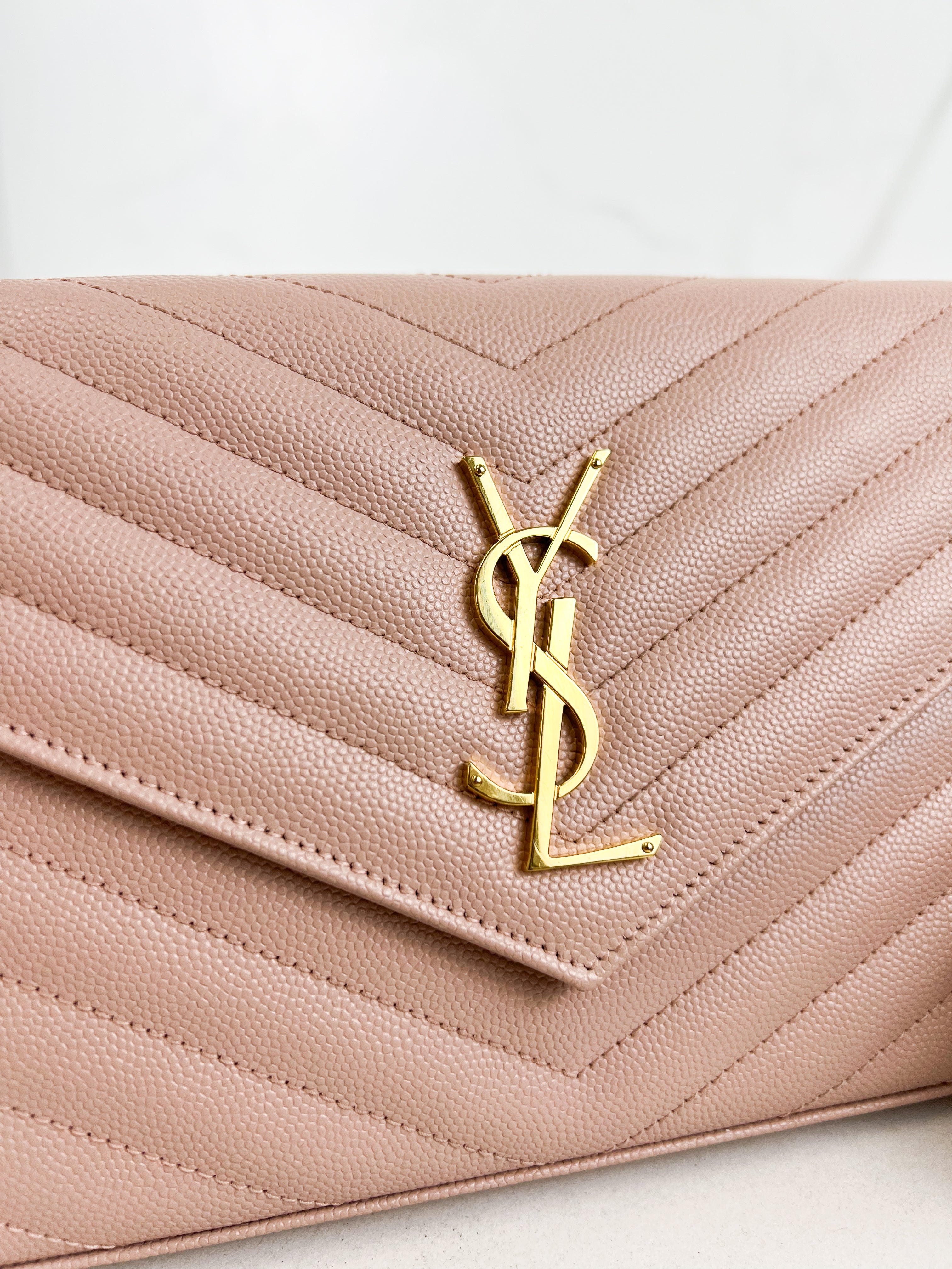Saint Laurent Cassandre Envelope Pink WOC with GHW