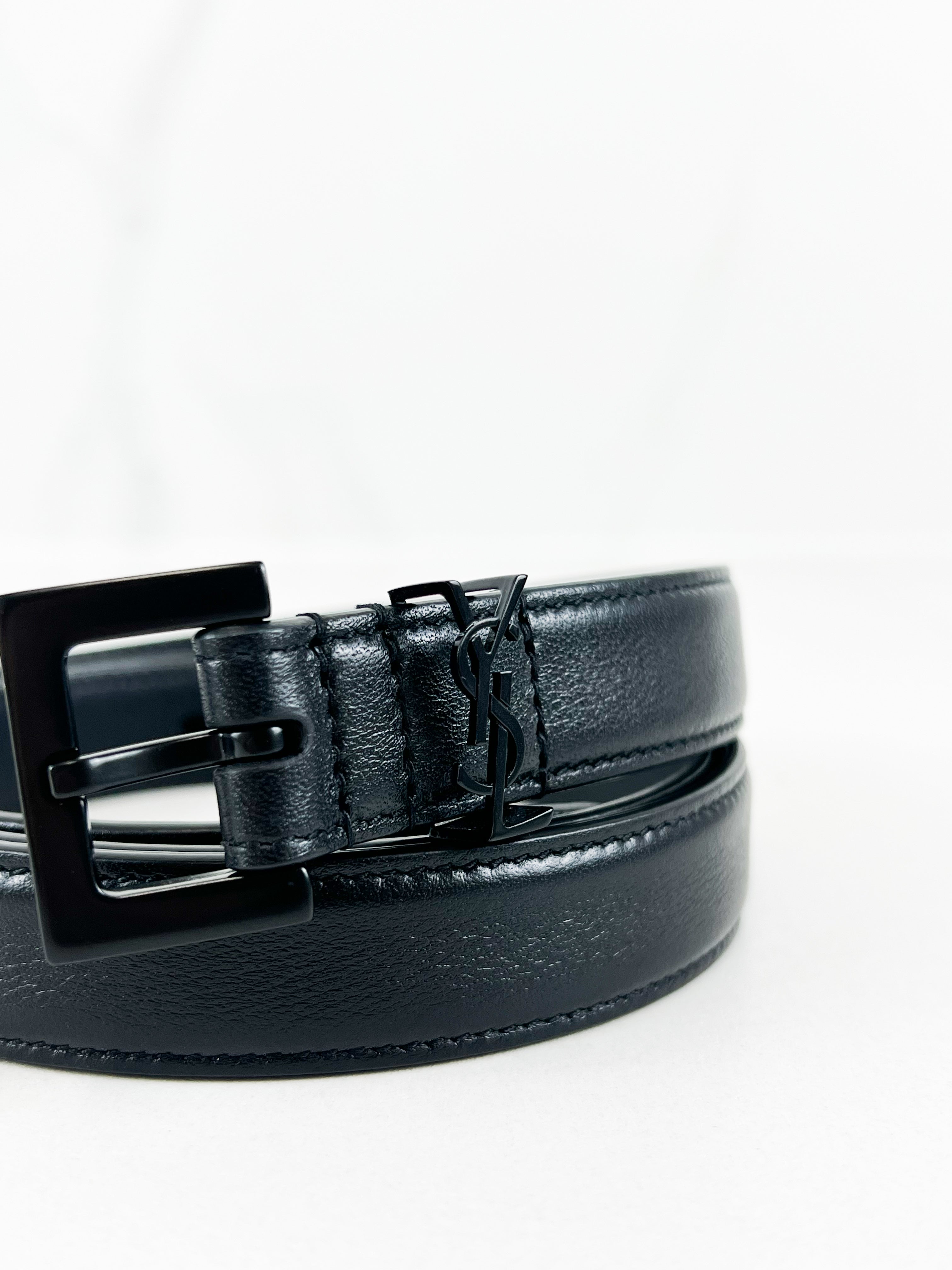 Saint Laurent Cassandre Black Belt Size 90