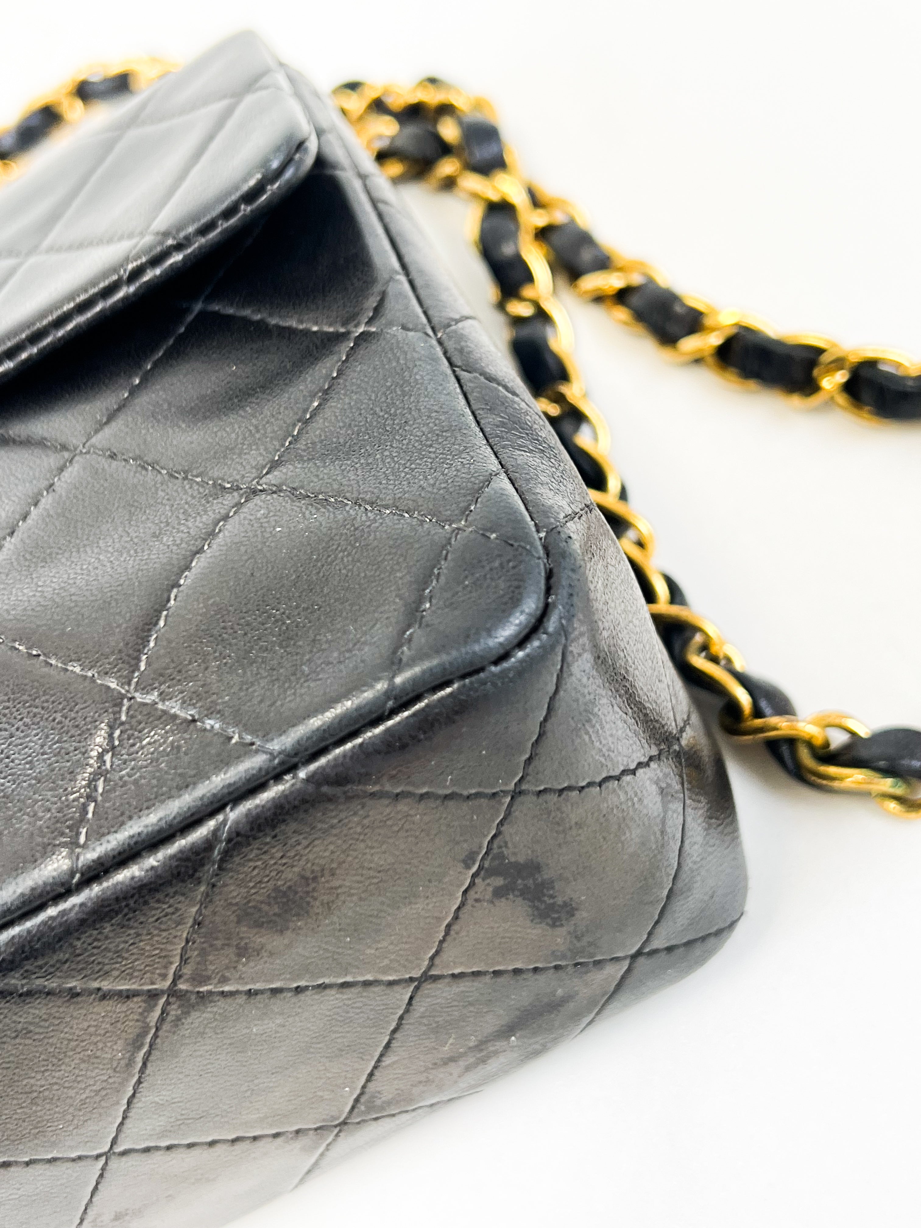 Chanel CC Mini Vintage Lambskin Black Classic Double Flap Shoulder Bag