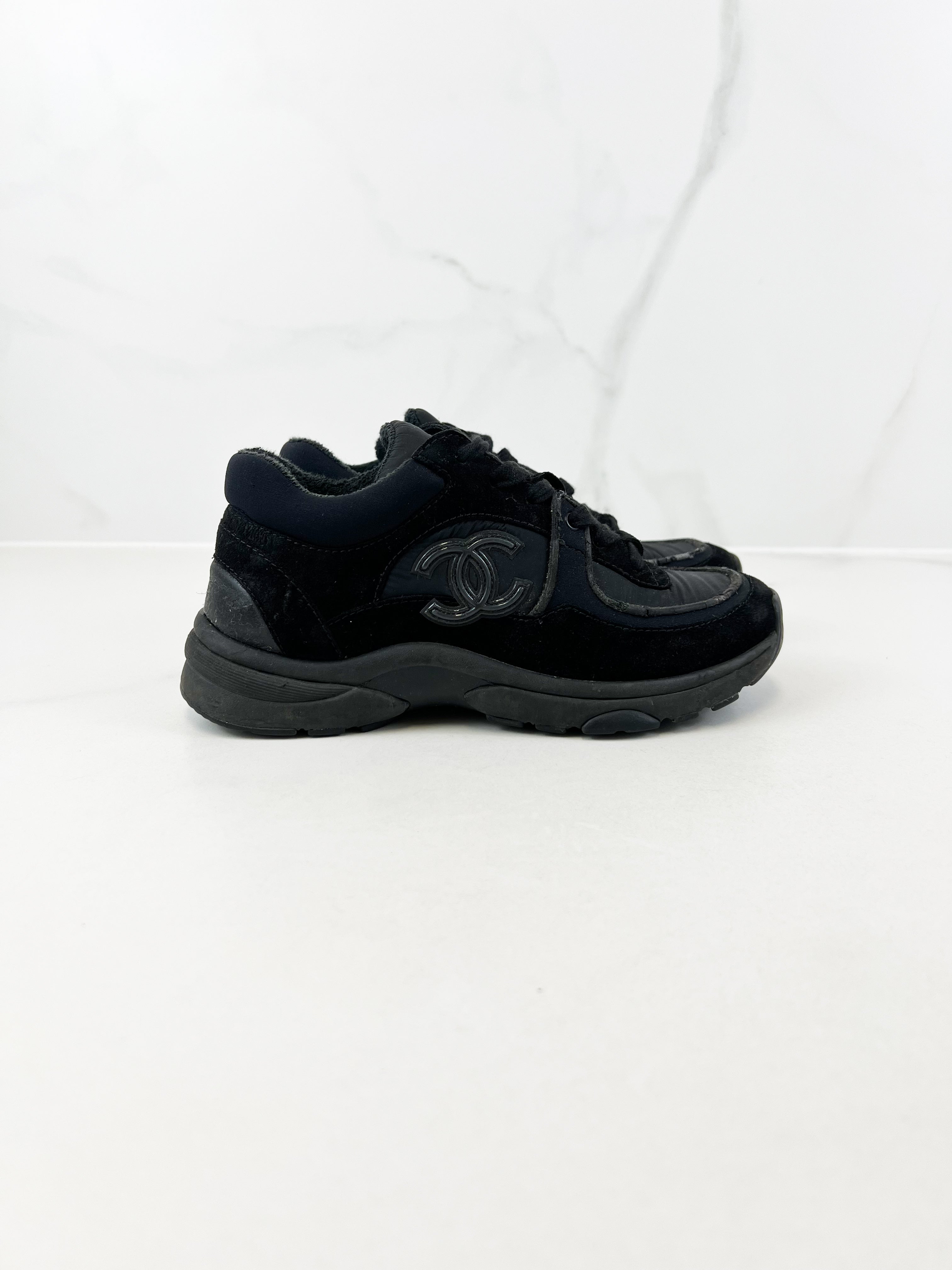 Chanel Black CC Logo Sneaker Size 34