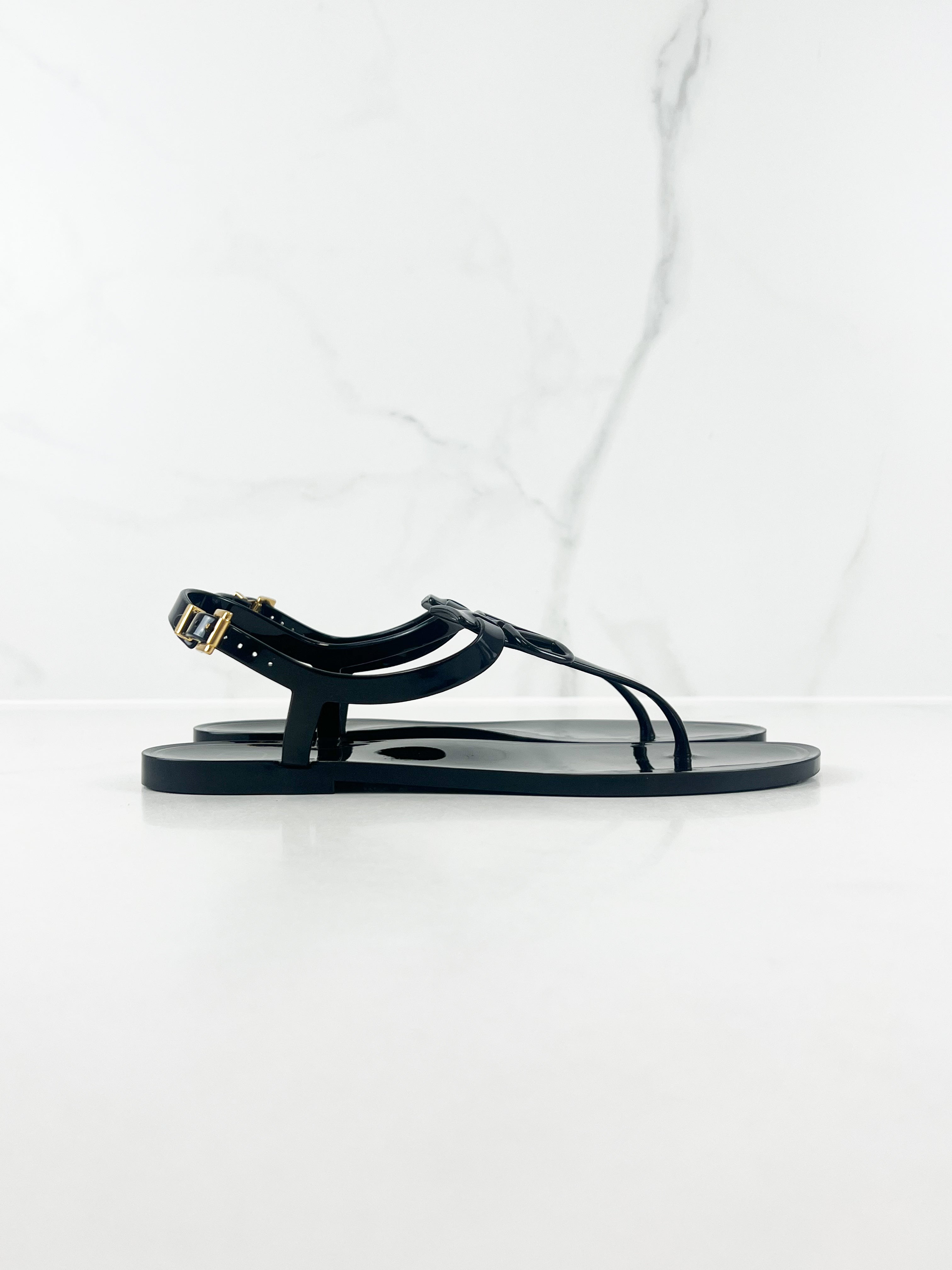 Valentino Black Jelly VLogo Sandals Size 41