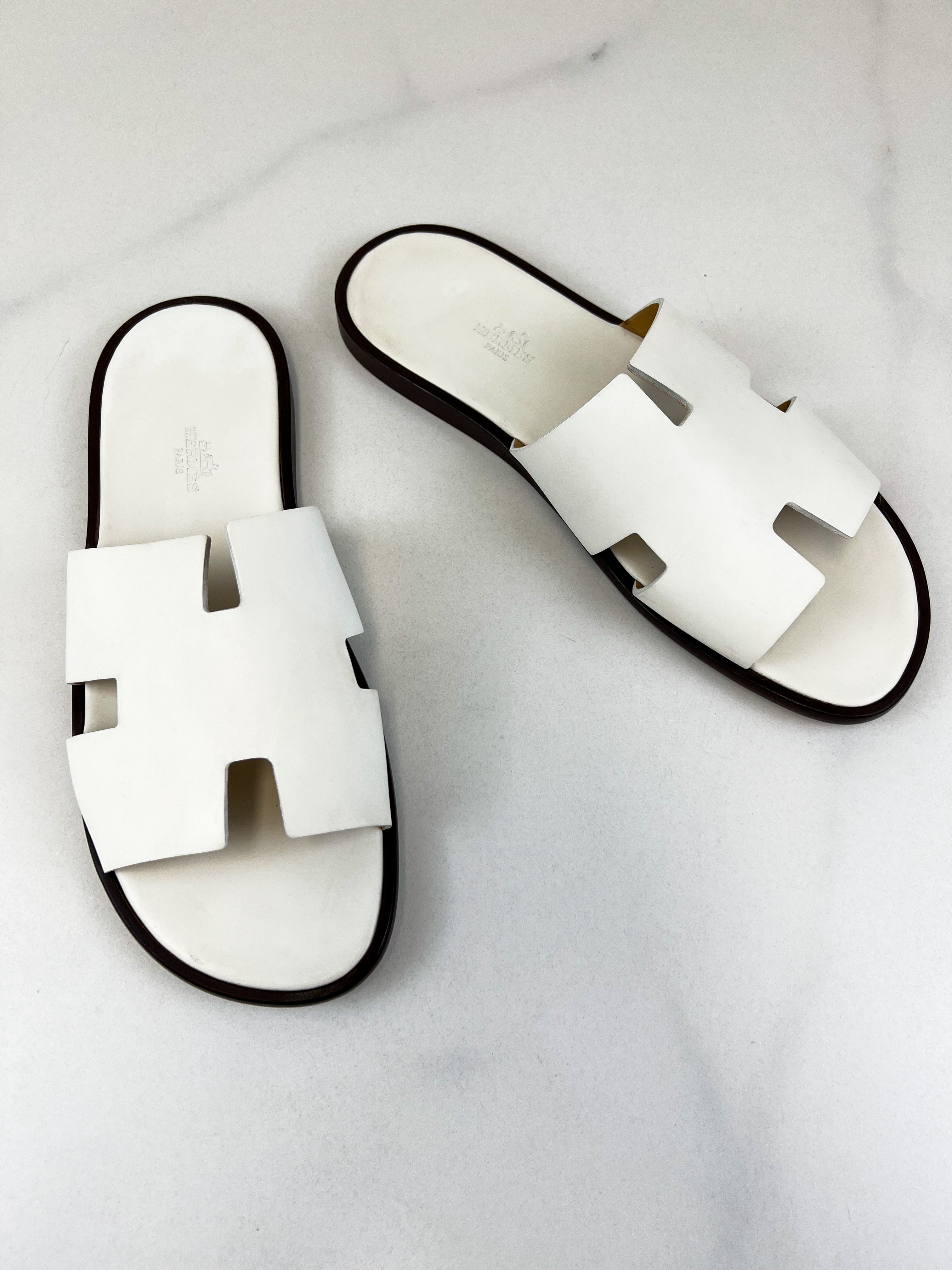 Hermes White Izmir Sandal Size 43