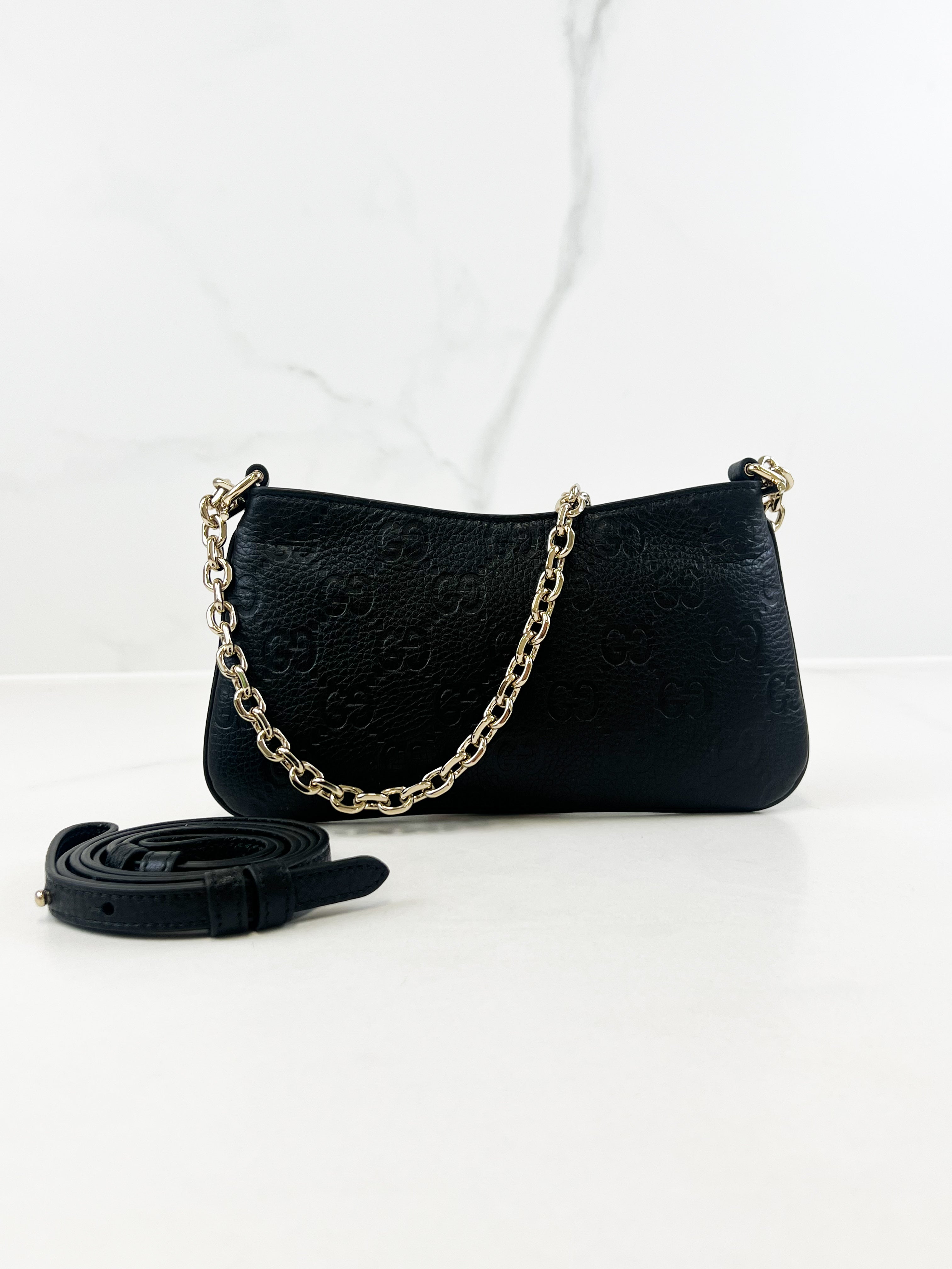 Gucci GG Emblem Mini Debossed Shoulder Bag