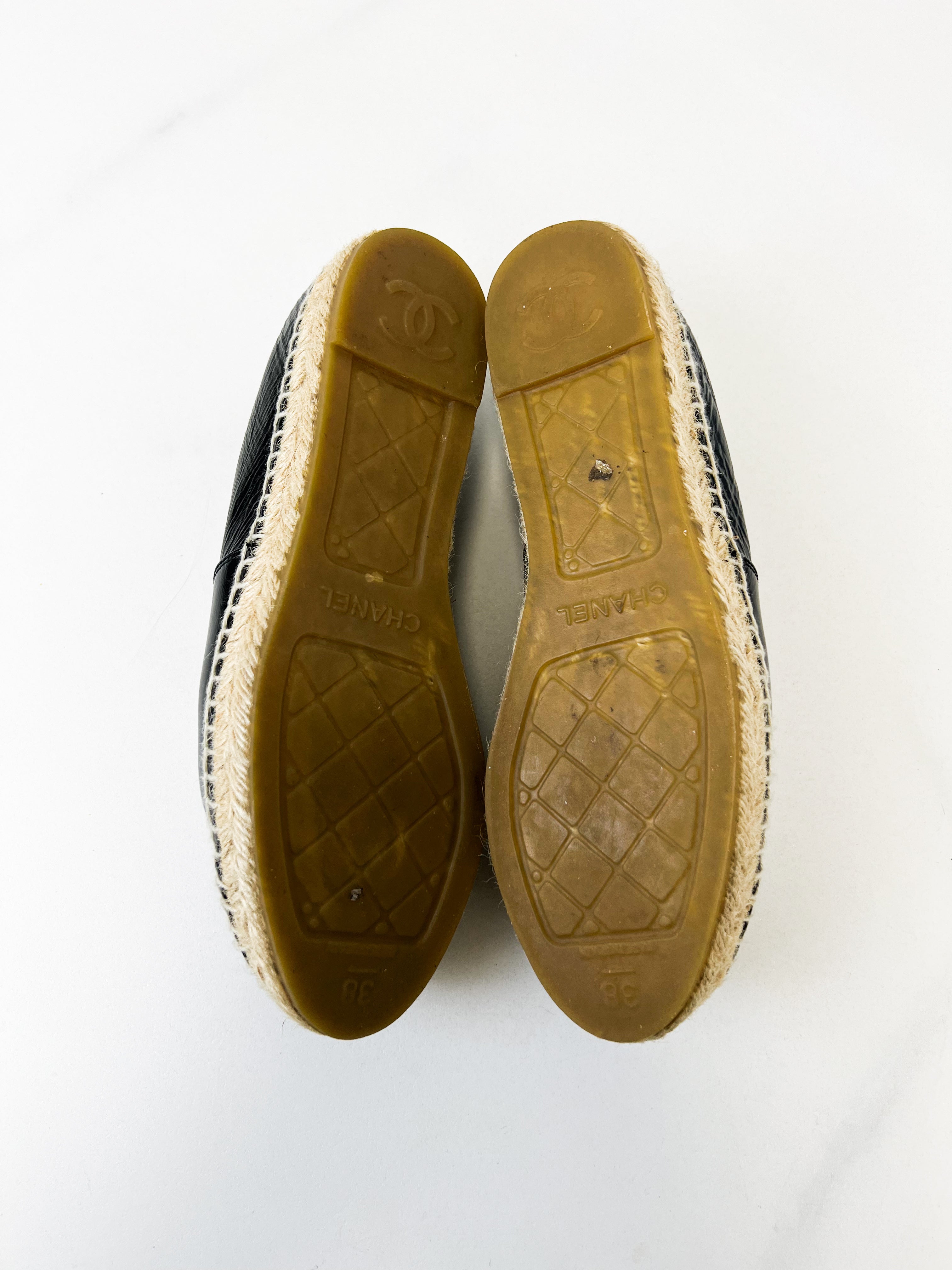 Chanel Black Embellished Espadrille Size 38