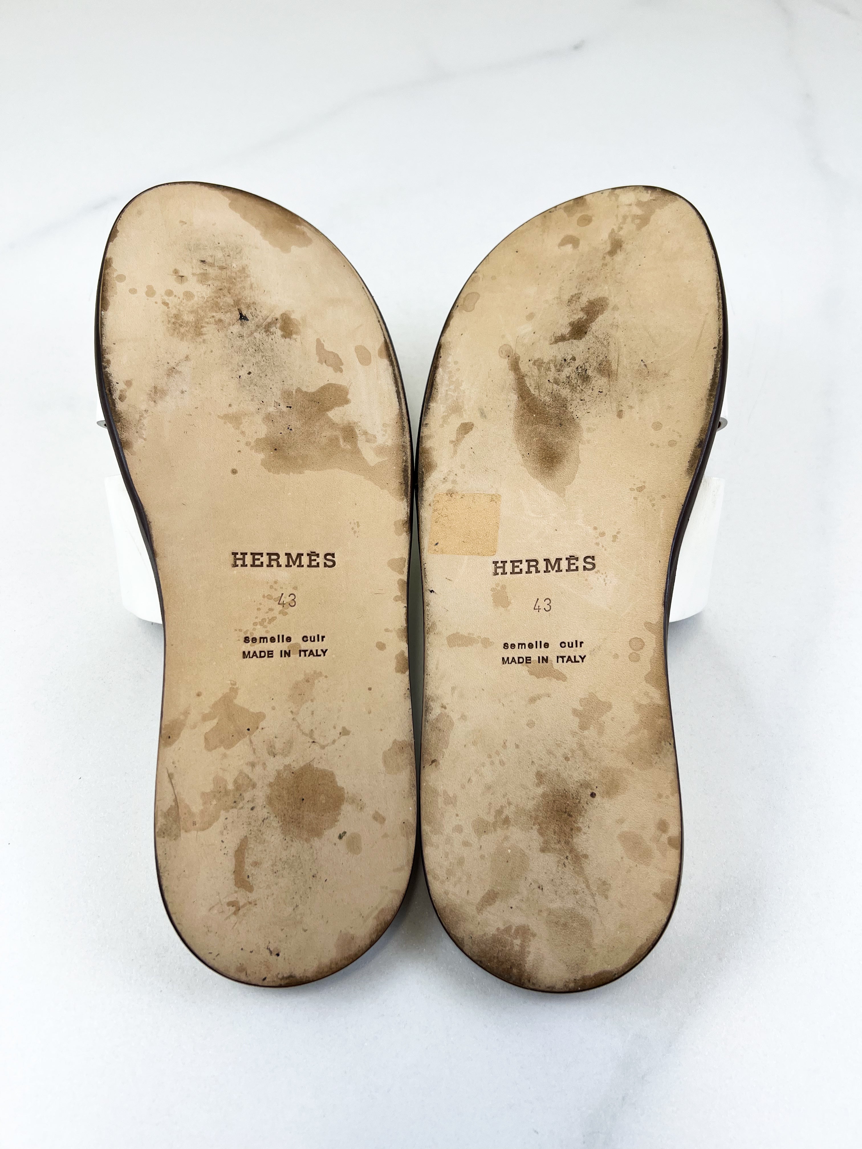 Hermes White Izmir Sandal Size 43