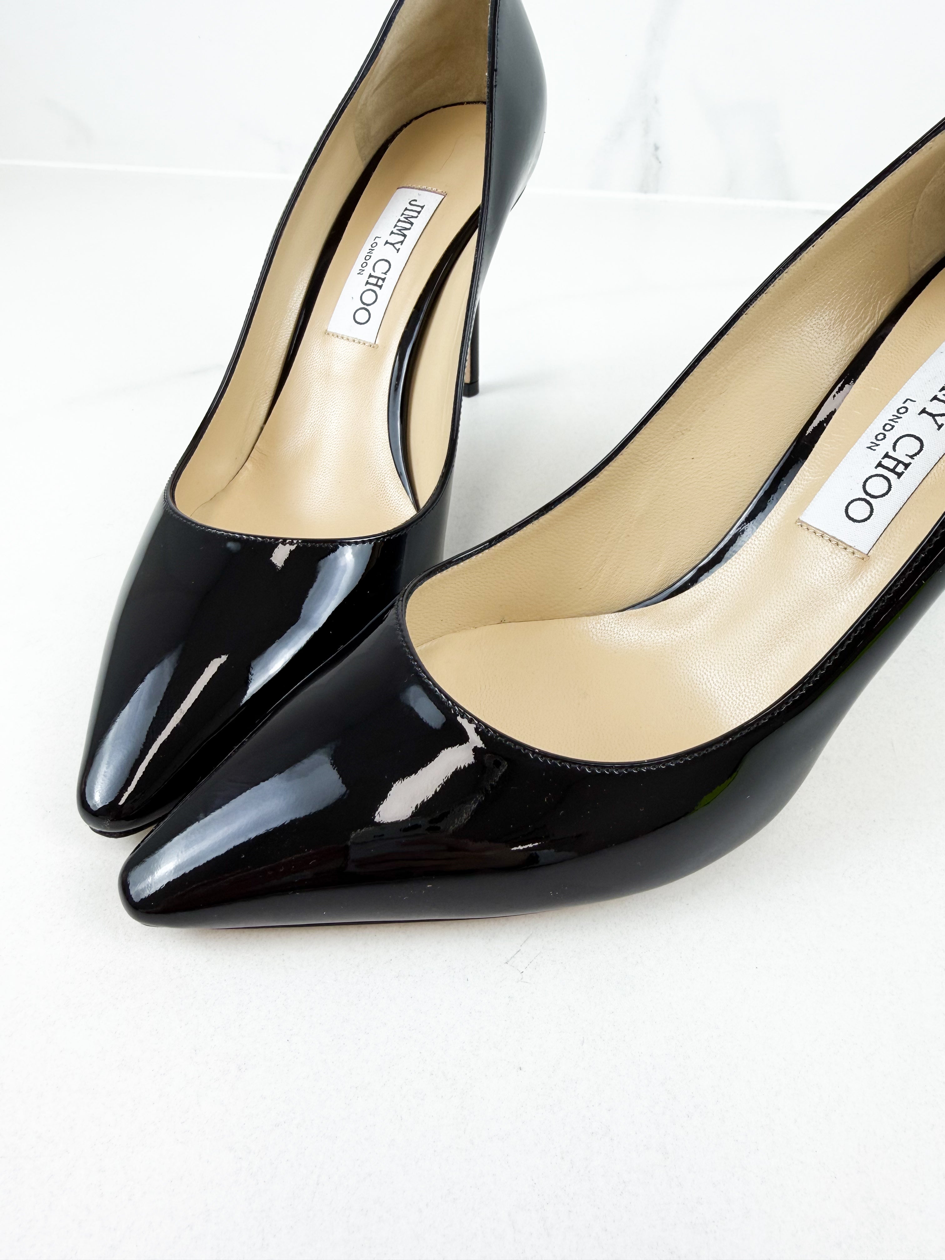 Jimmy Choo Romy Black Patent Leather Pump Size 41