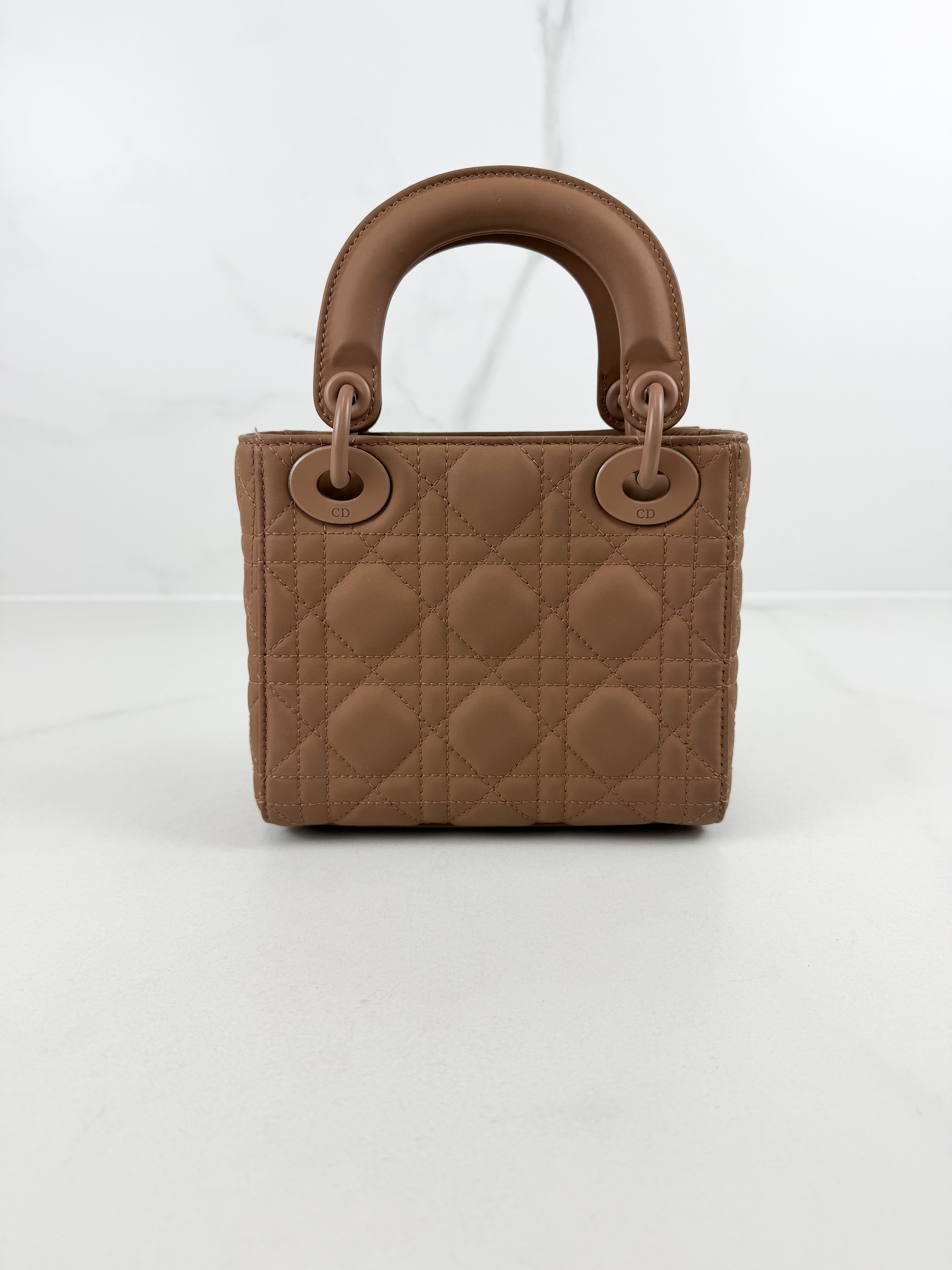 Christian Dior Mini Lady Dior Cannage Leather in Blush Pink Ultramatte
