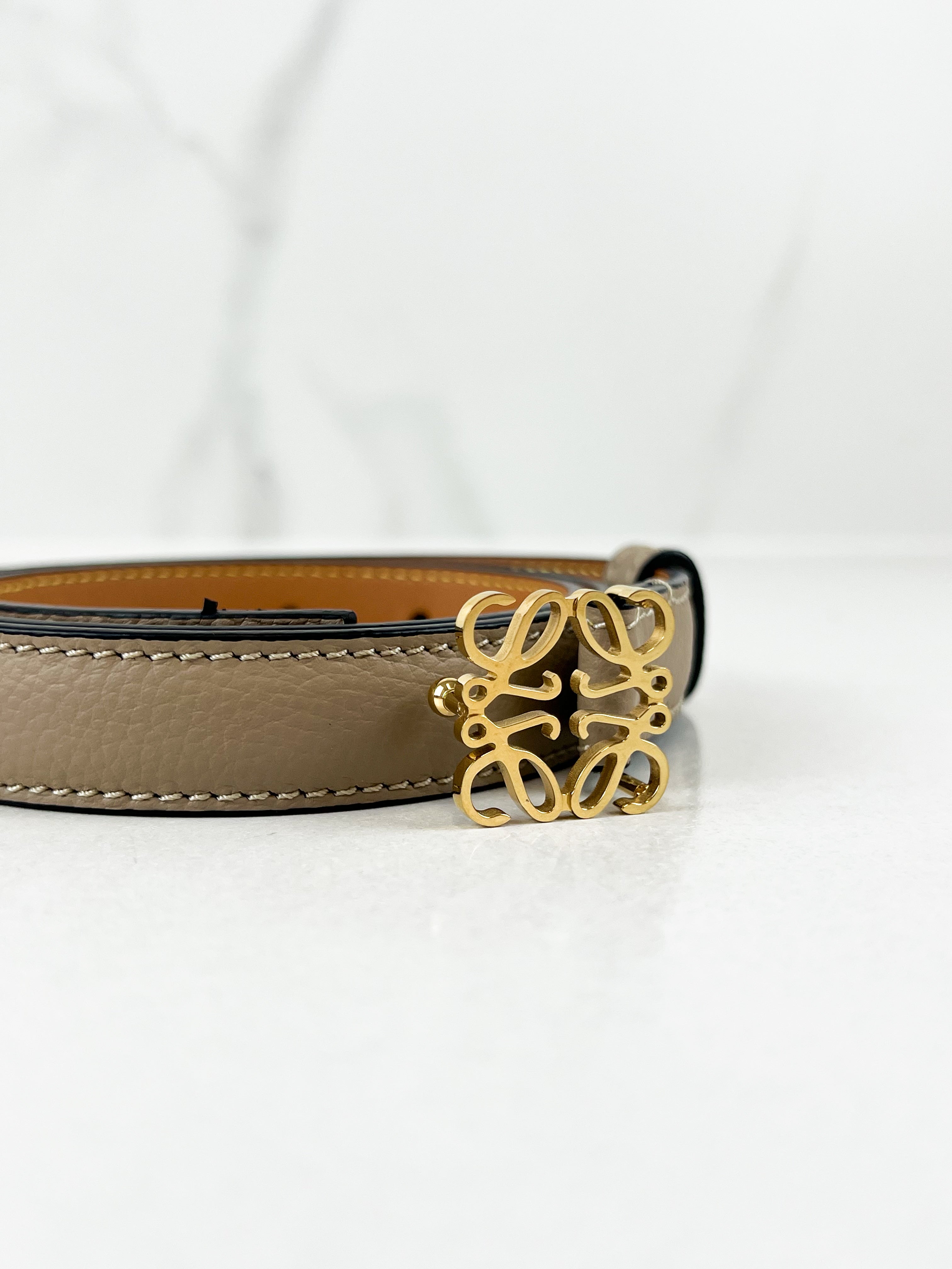 Loewe Anagram Belt 32mm in Beige/Grey with GHW Size 80