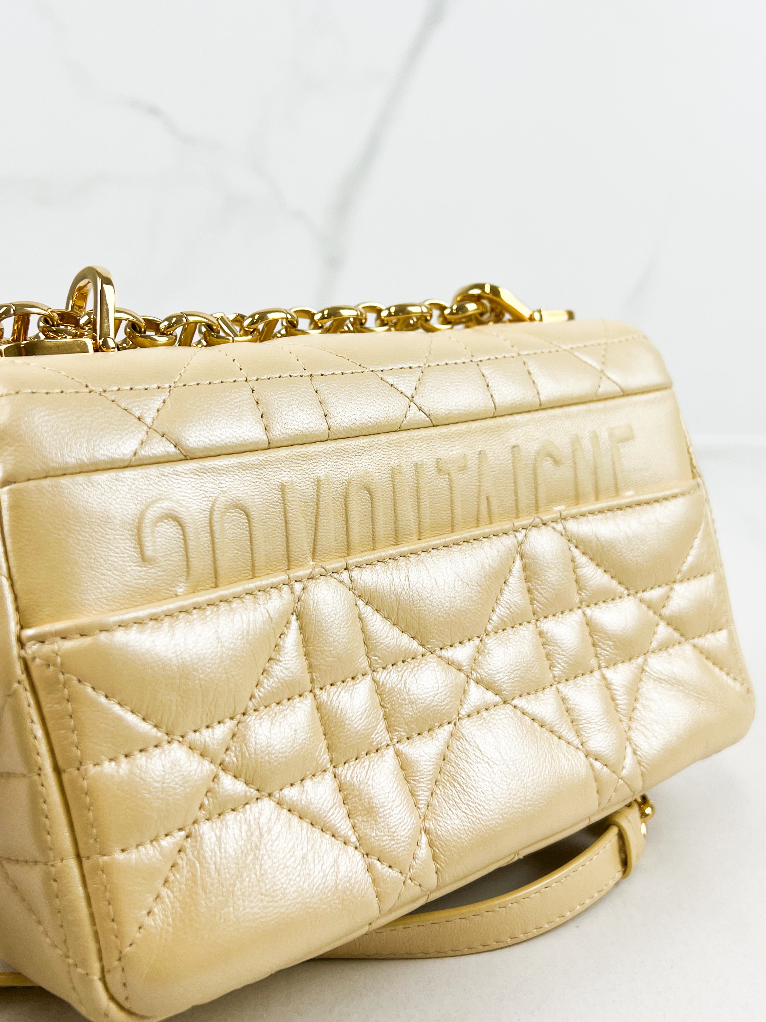Christian Dior Medium Caro Bag in Butter with GHW