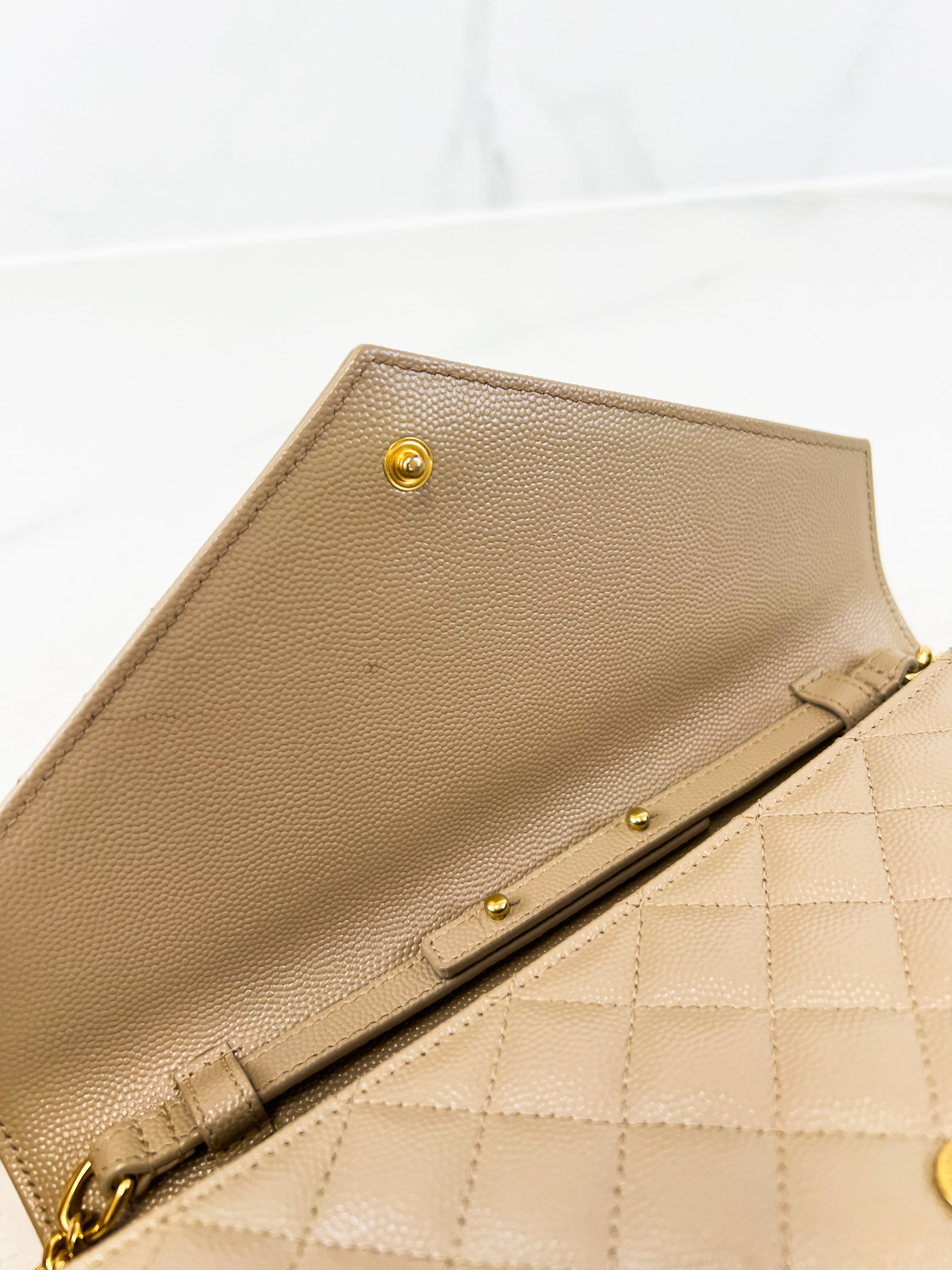 Saint Laurent Nude Envelope Shoulder Bag GHW