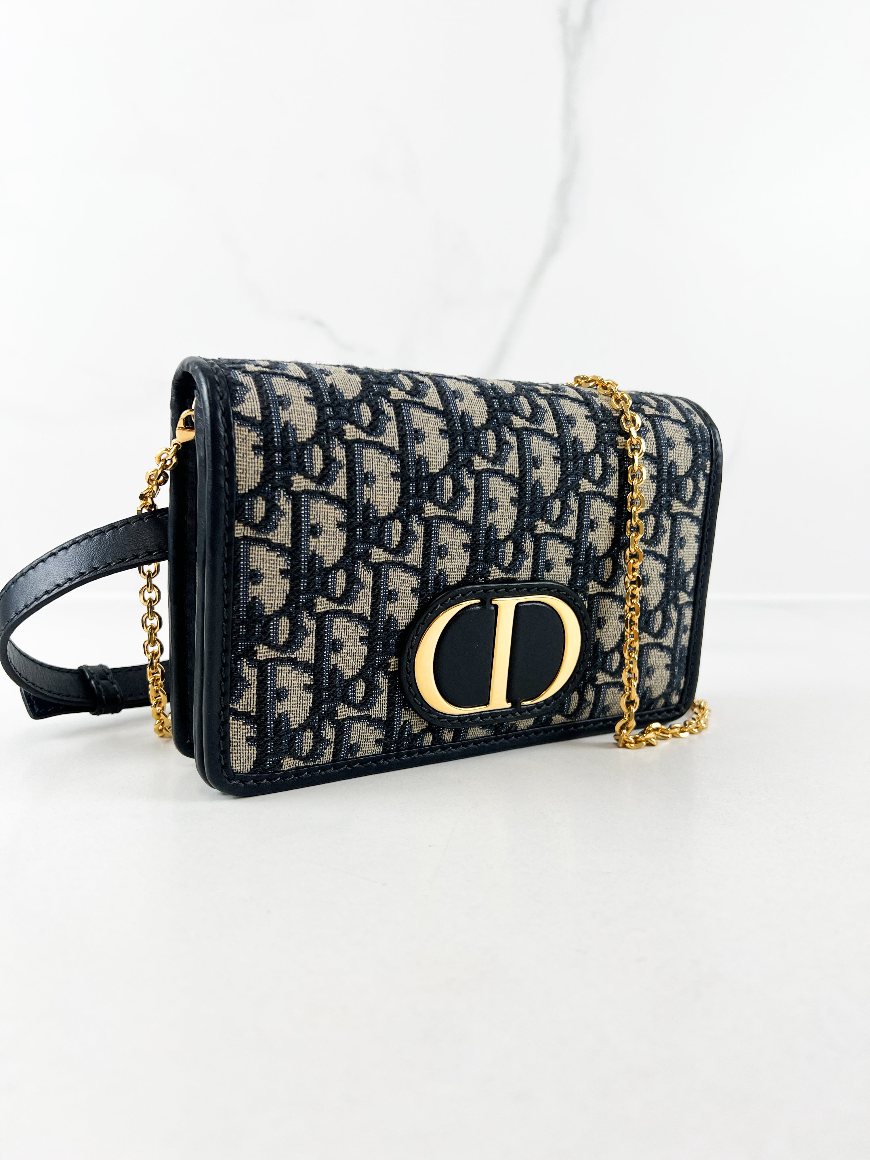 Christian Dior 2-in-1 30 Montaigne Pouch Blue Dior Oblique Jacquard