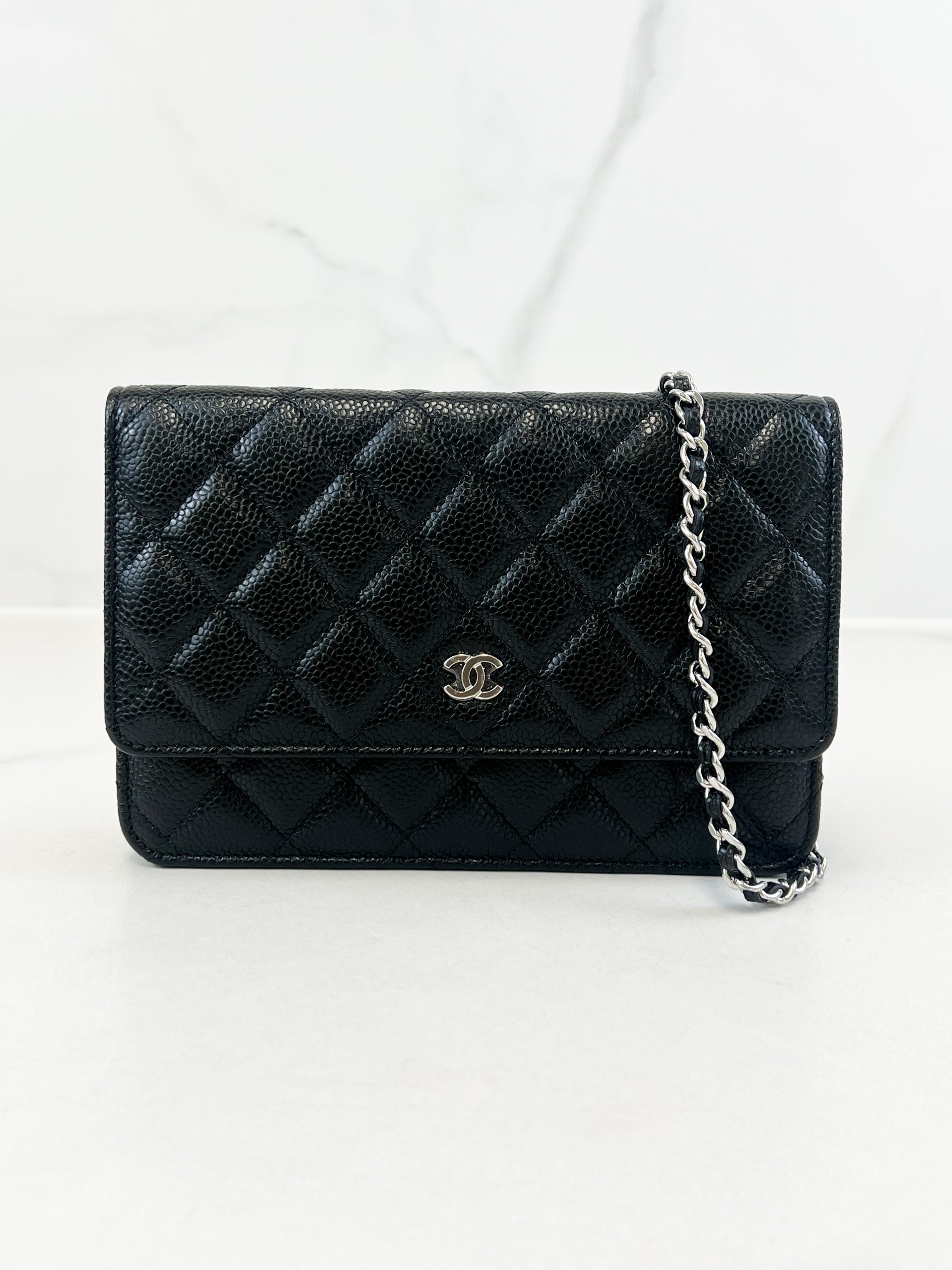 Chanel Black Classic Caviar CC WOC with SHW